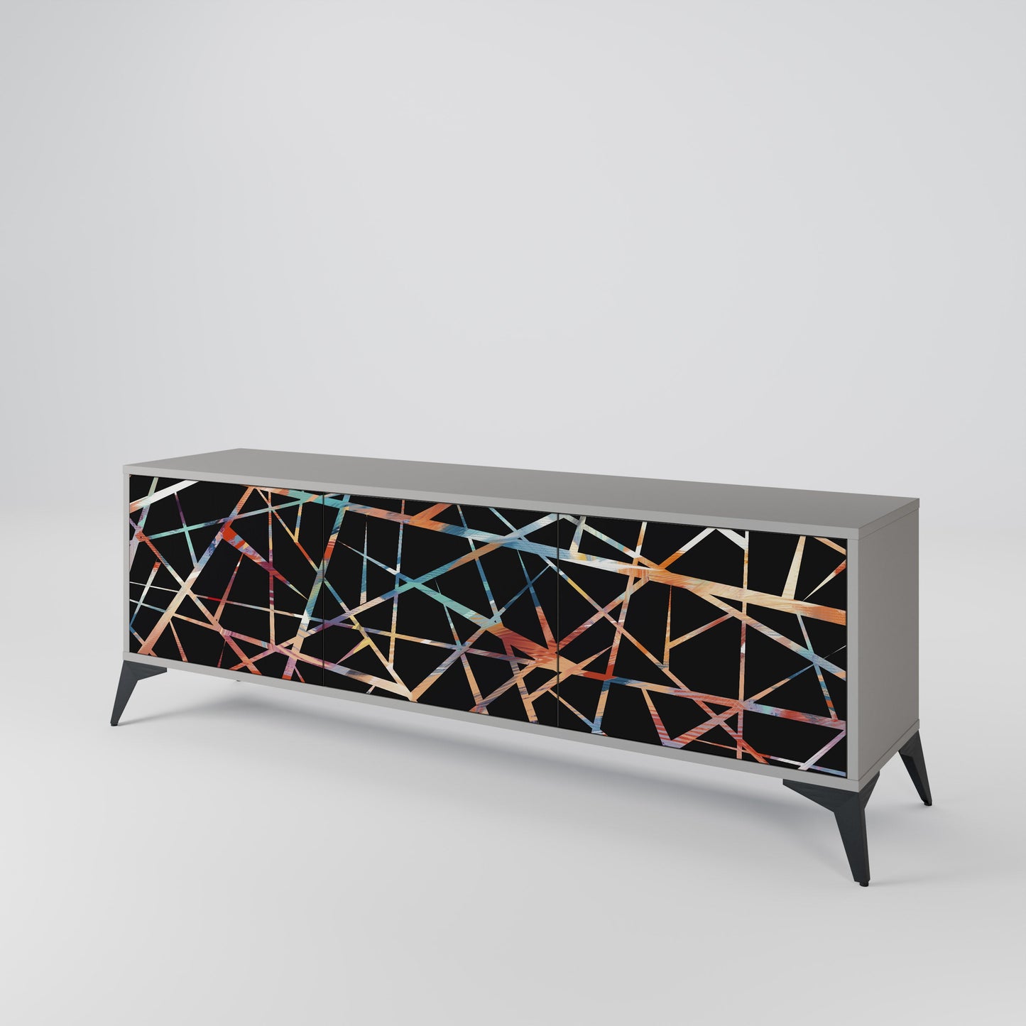 POLYGON VERVE 3-Door TV Stand in Grey Finish