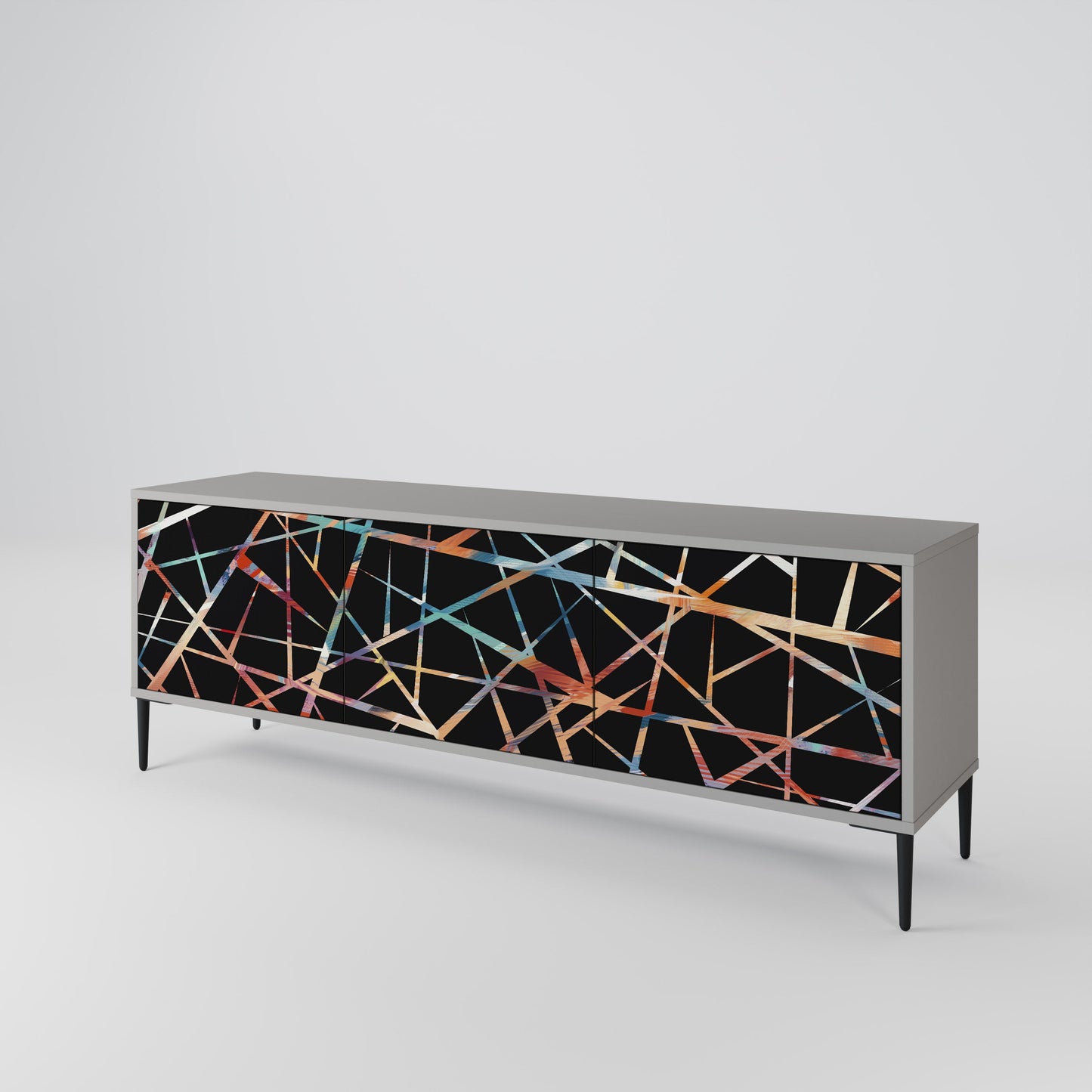 POLYGON VERVE 3-Door TV Stand in Grey Finish