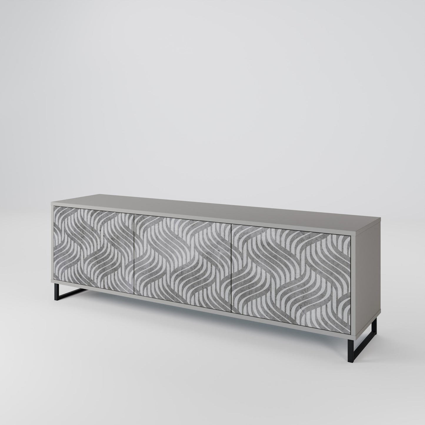 CONCRETE MOVEMENT 3-Door TV Stand in Grey Finish
