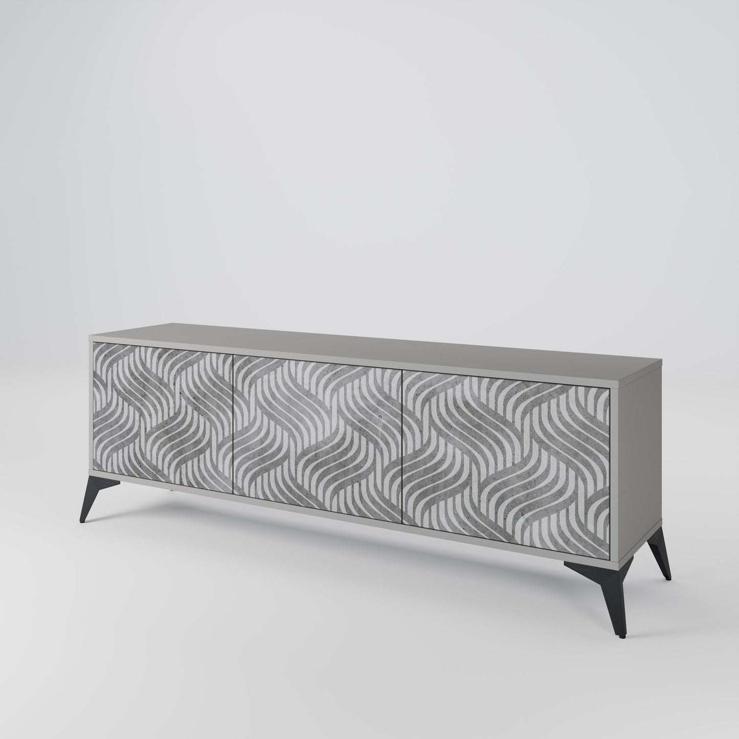CONCRETE MOVEMENT 3-Door TV Stand in Grey Finish