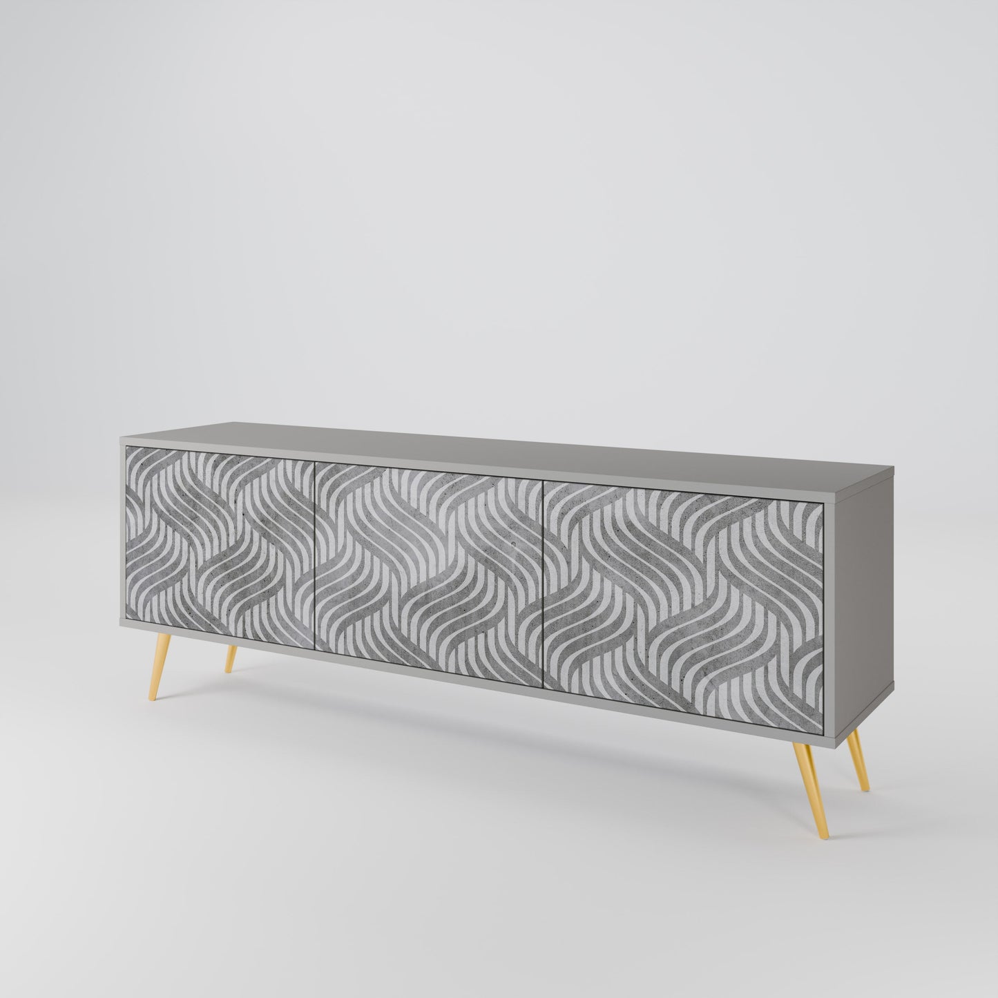 CONCRETE MOVEMENT 3-Door TV Stand in Grey Finish