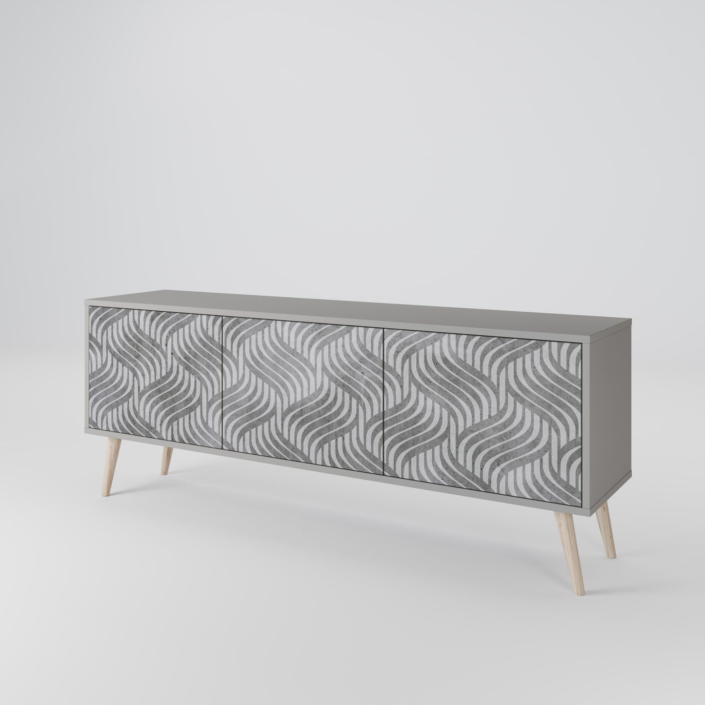 CONCRETE MOVEMENT 3-Door TV Stand in Grey Finish
