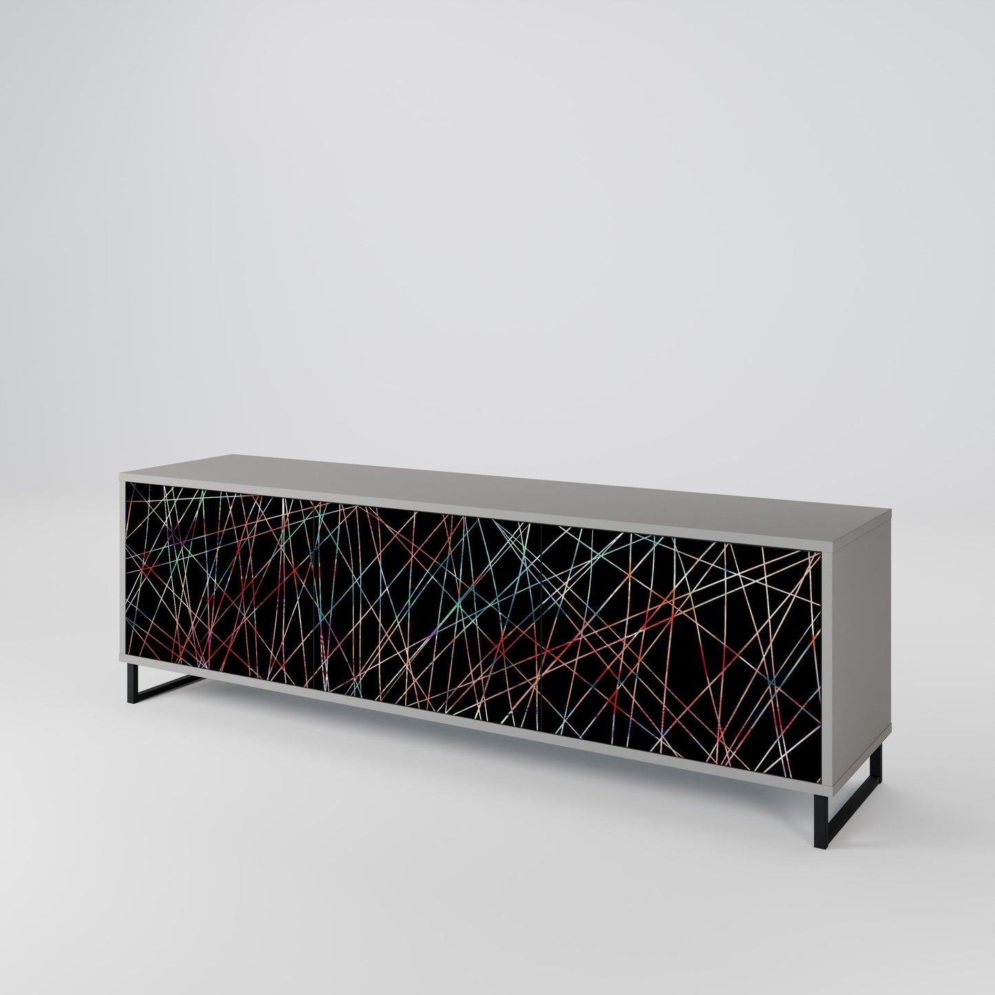 LUMINOUS SNARE 3-Door TV Stand in Grey Finish