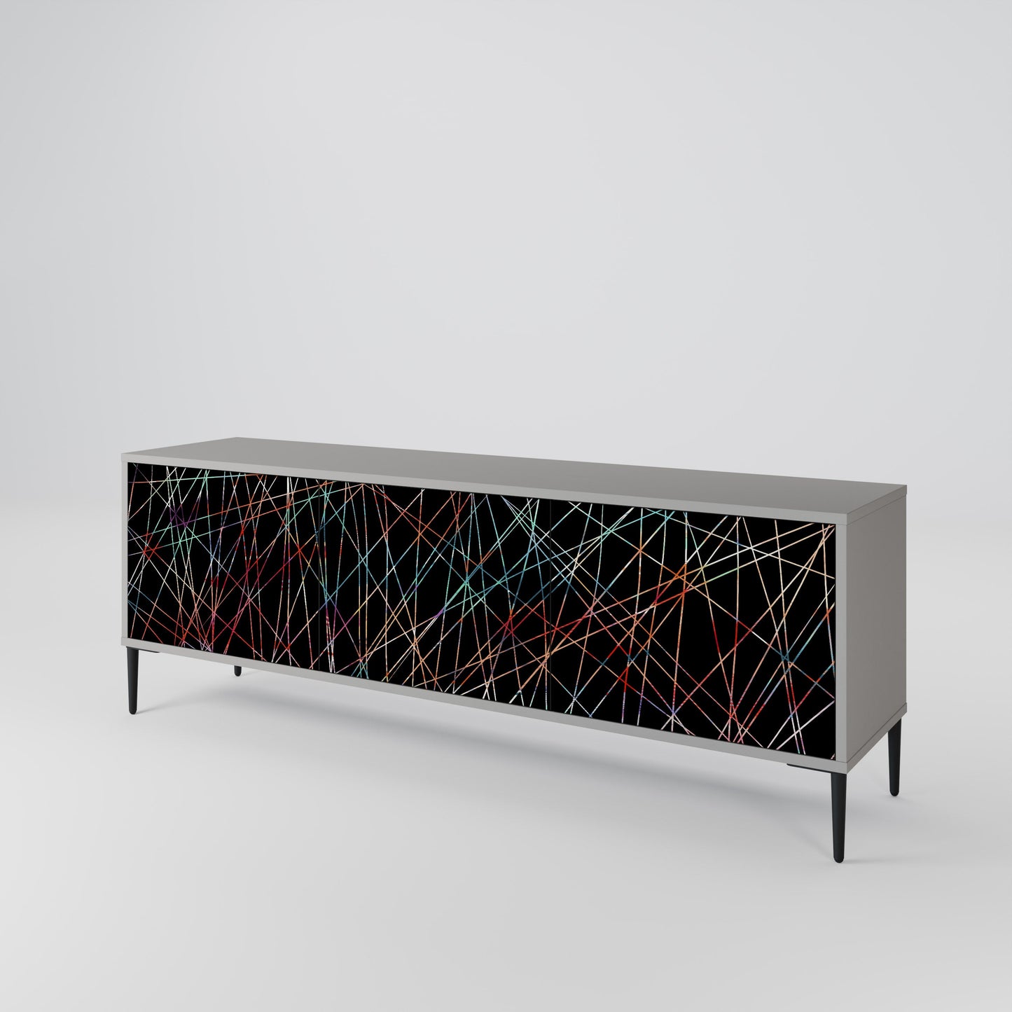 LUMINOUS SNARE 3-Door TV Stand in Grey Finish