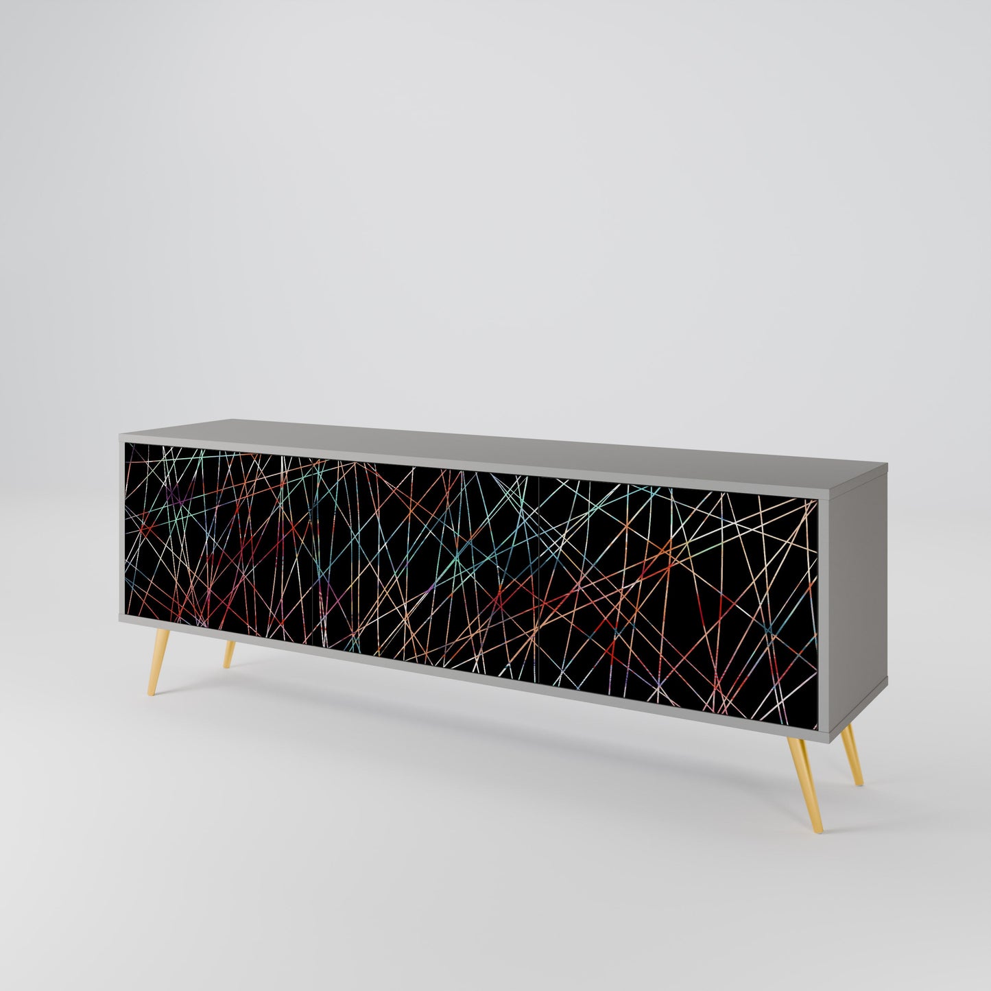 LUMINOUS SNARE 3-Door TV Stand in Grey Finish