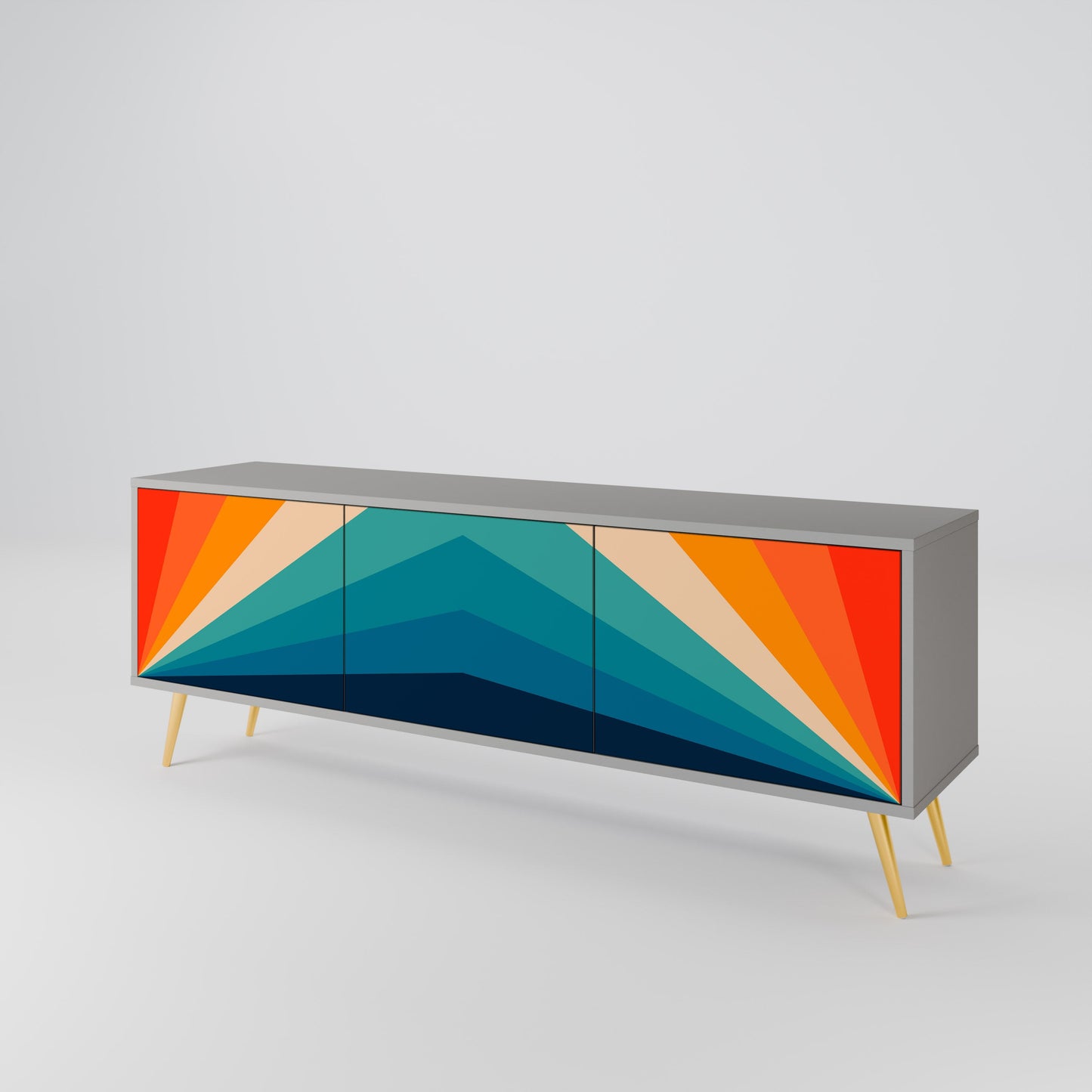PRISM CONCUSSION 3-Door TV Stand in Grey Finish