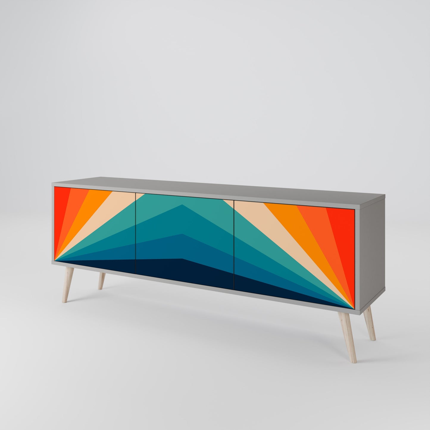 PRISM CONCUSSION 3-Door TV Stand in Grey Finish