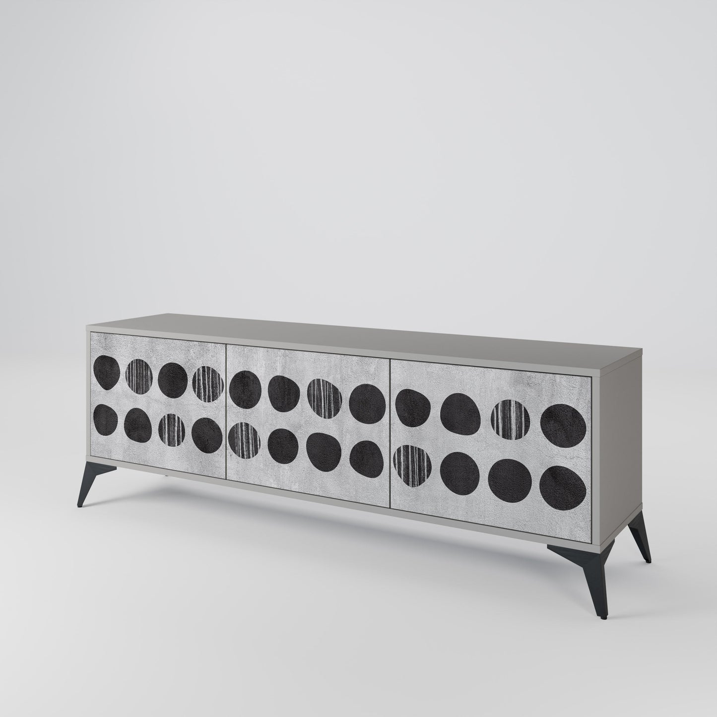 GHOSTLY GRADIENTS 3-Door TV Stand in Grey Finish