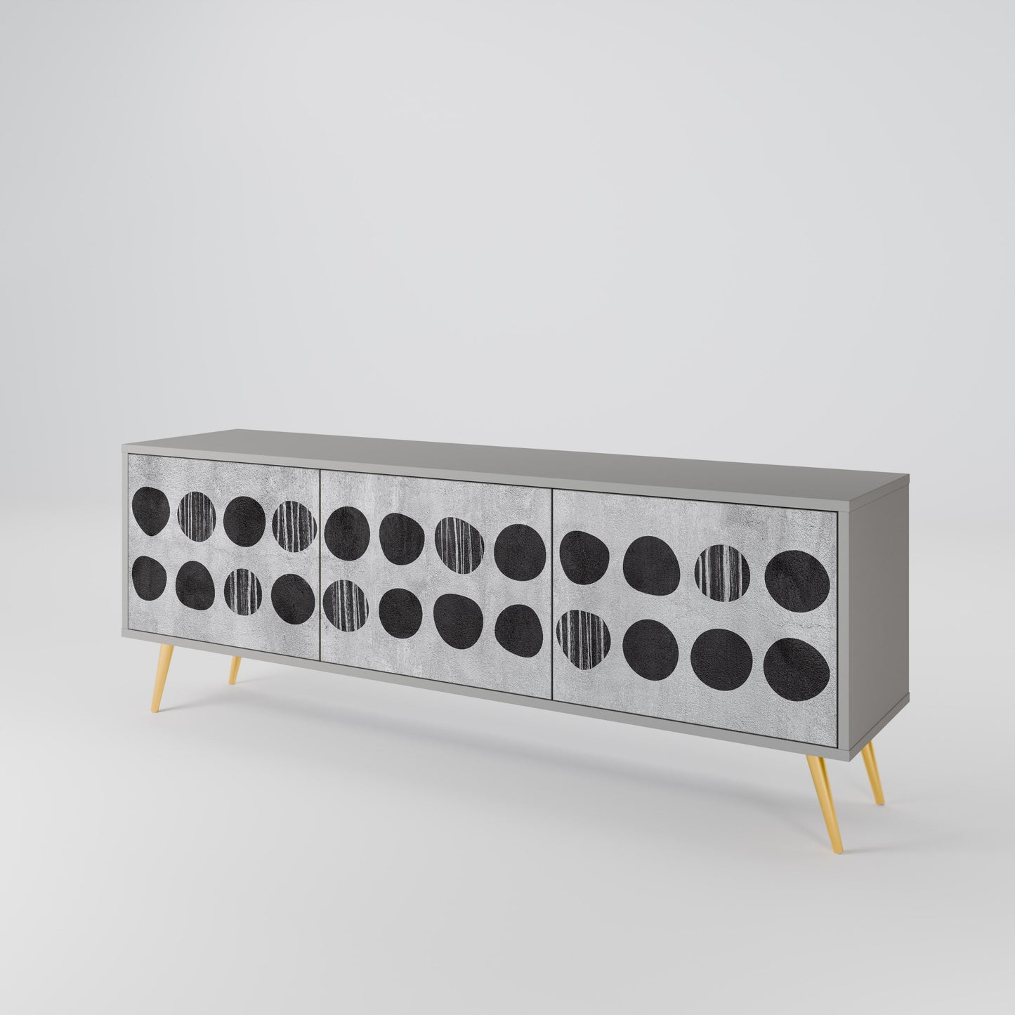 GHOSTLY GRADIENTS 3-Door TV Stand in Grey Finish