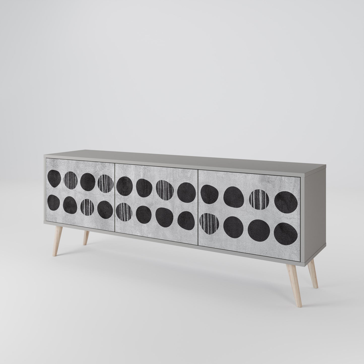 GHOSTLY GRADIENTS 3-Door TV Stand in Grey Finish