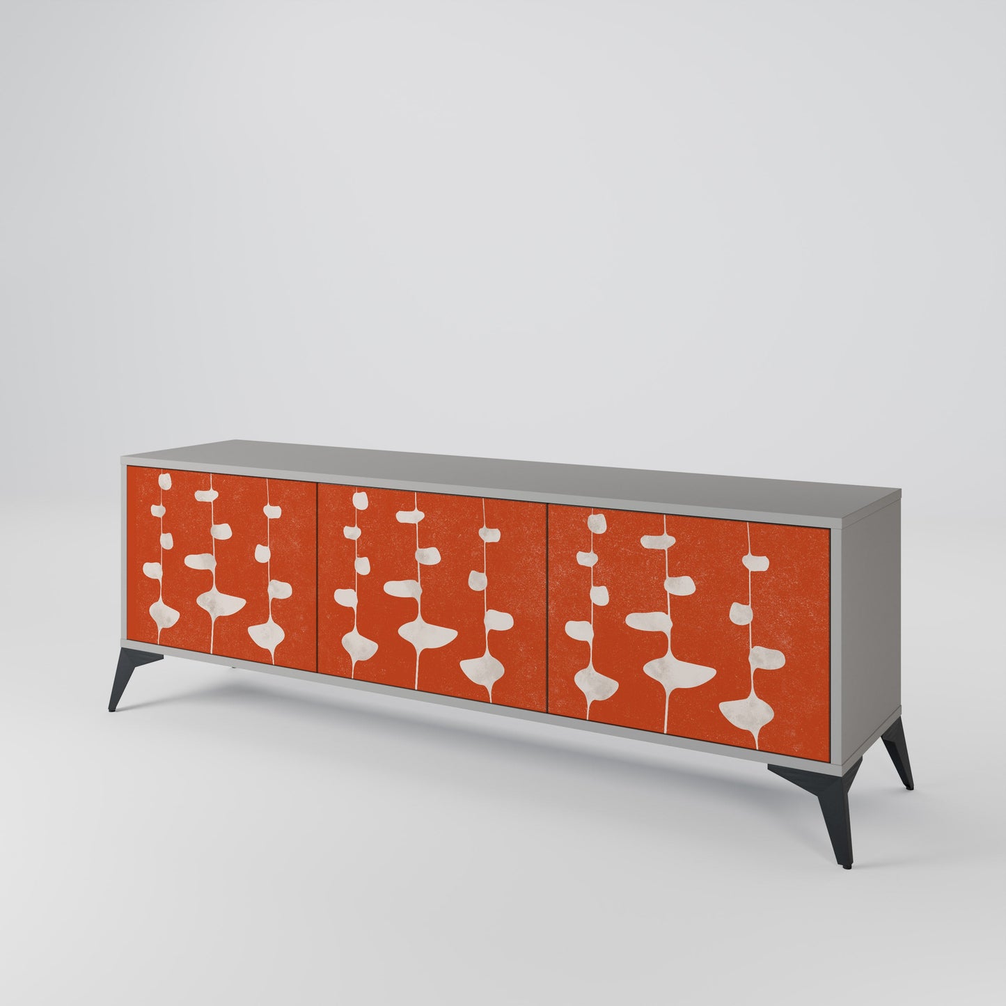 COURAGE MOLD 3-Door TV Stand in Grey Finish