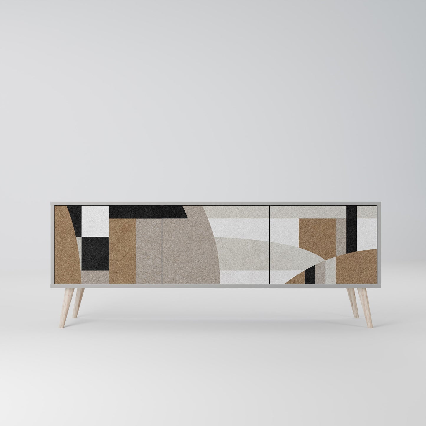 DELICATE MEMENTO 3-Door TV Stand in Grey Finish