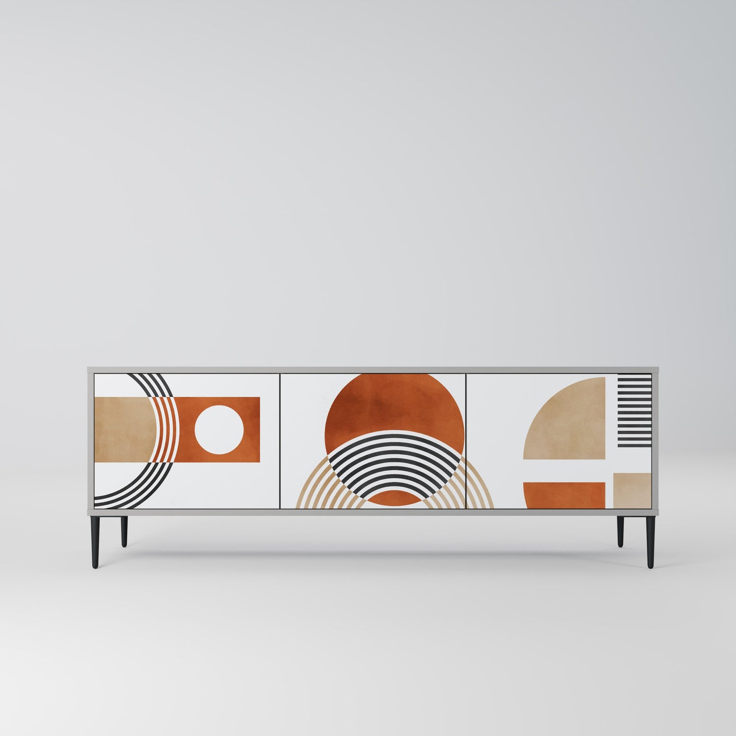 CIRCLE RHYTM 3-Door TV Stand in Grey Finish
