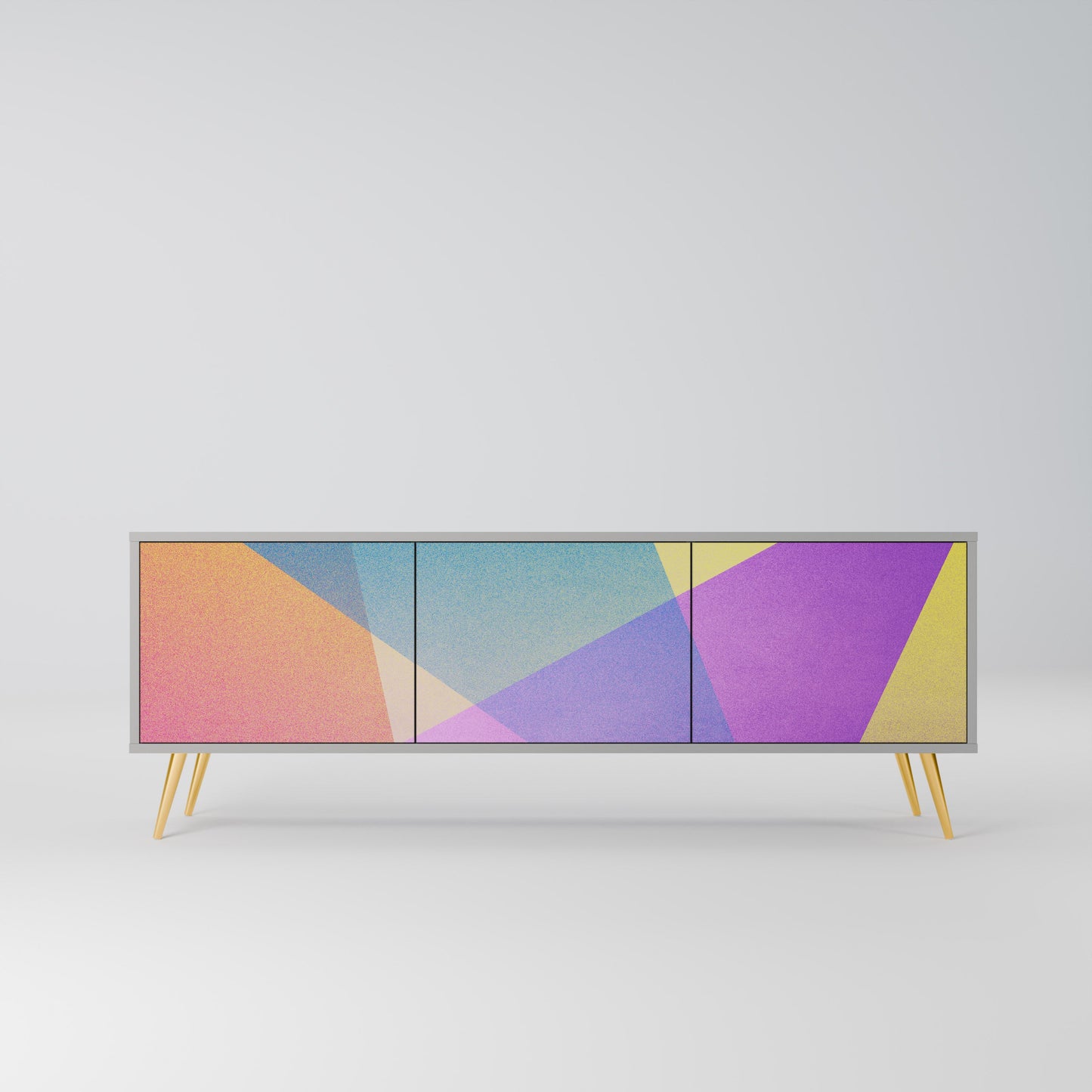 BRIGHT GEOMETRY 3-Door TV Stand in Grey Finish