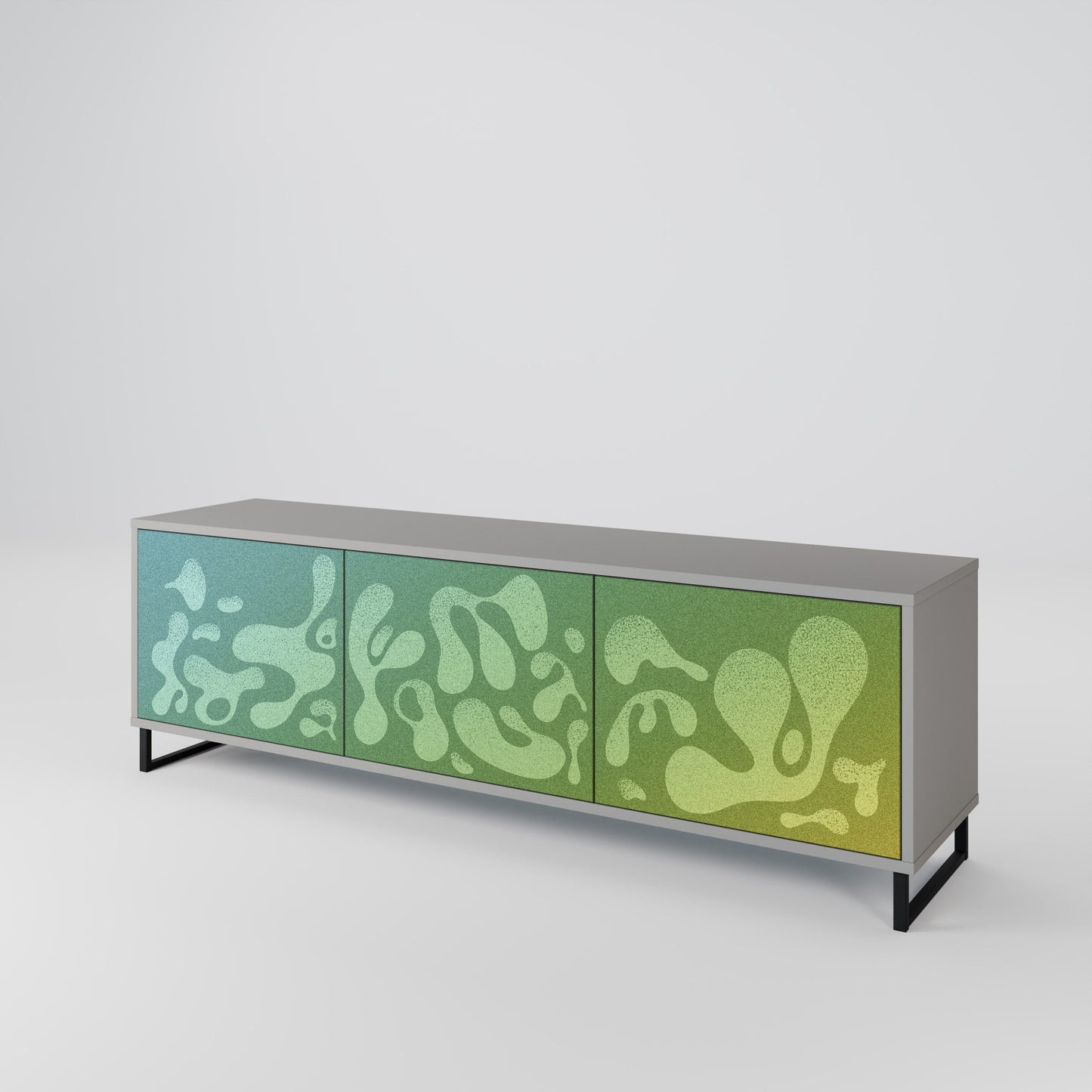 IRREGULAR BLUE 3-Door TV Stand in Grey Finish