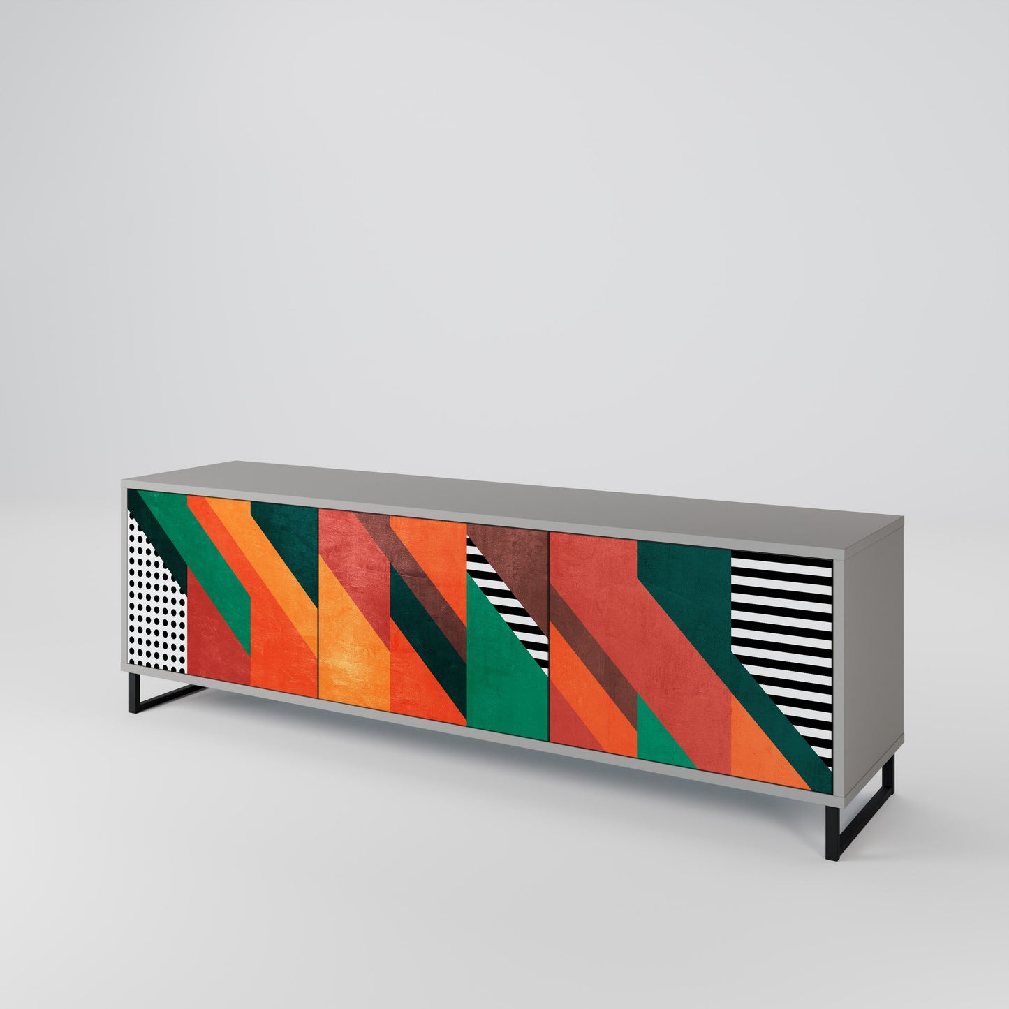 MAKESHIFT ARTISTRY 3-Door TV Stand in Grey Finish