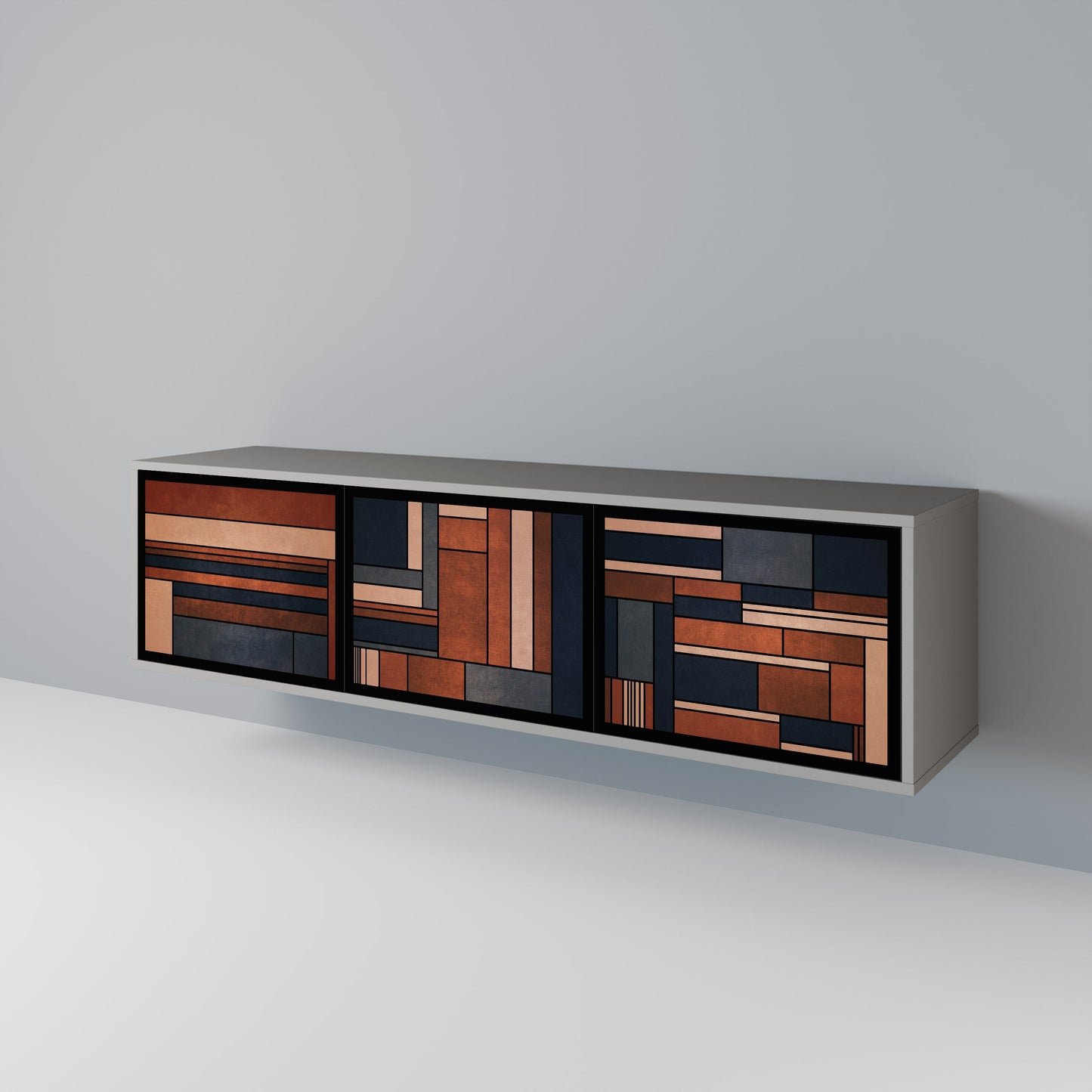 INTREPID FORMATION 3-Door TV Stand in Grey Finish