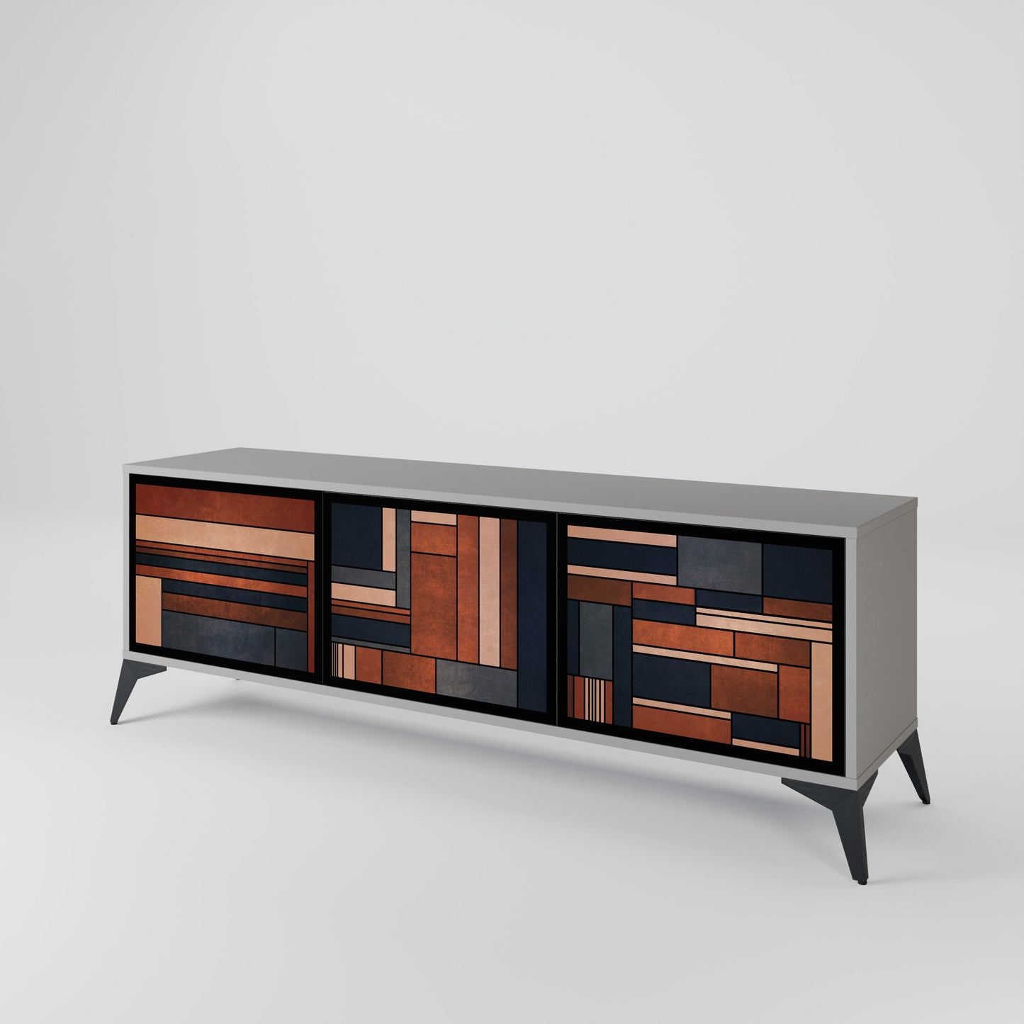INTREPID FORMATION 3-Door TV Stand in Grey Finish