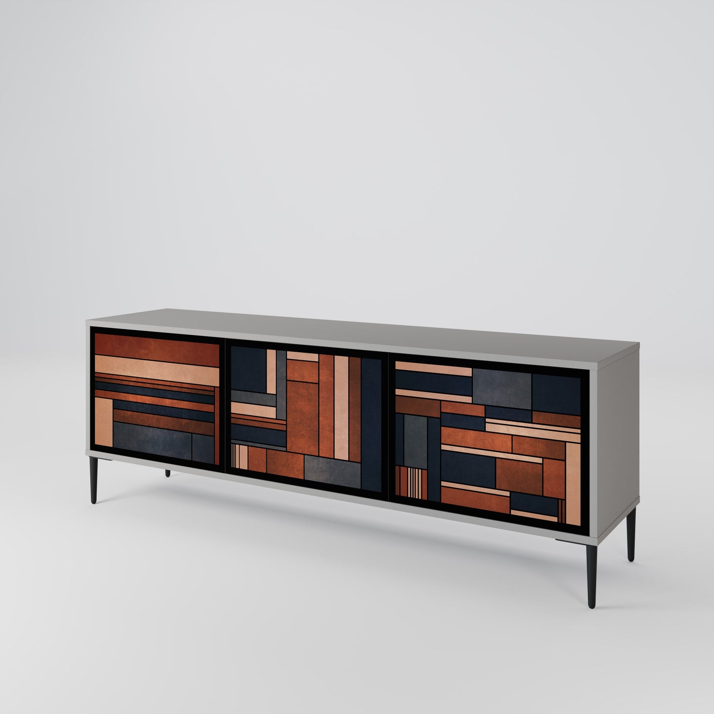 INTREPID FORMATION 3-Door TV Stand in Grey Finish