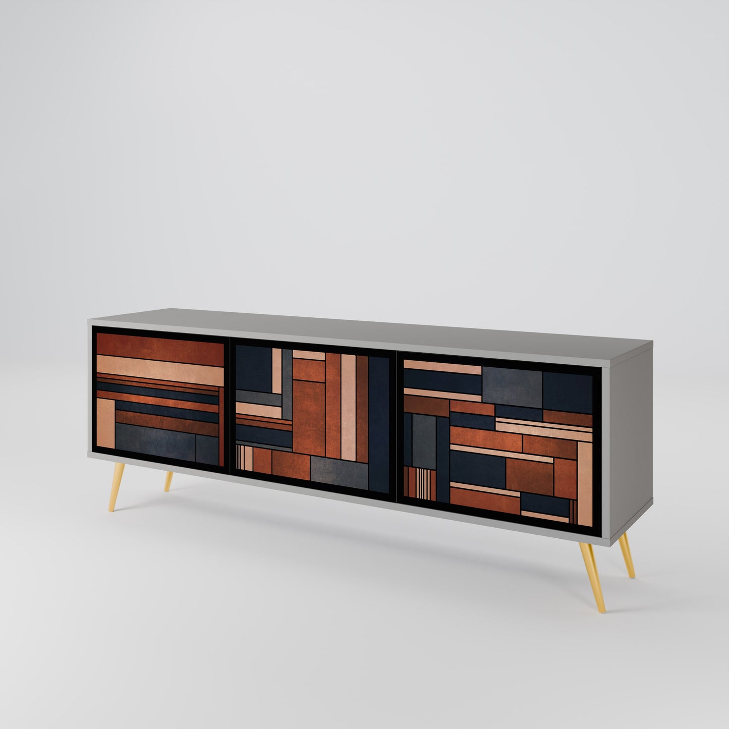 INTREPID FORMATION 3-Door TV Stand in Grey Finish