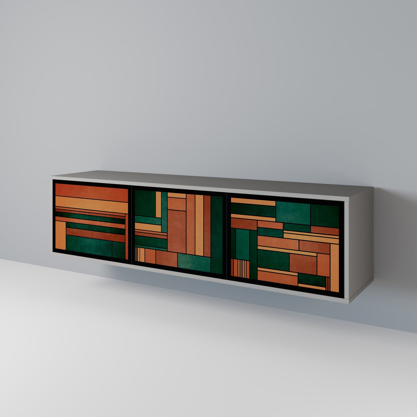 EARTHY FIGURES 3-Door TV Stand in Grey Finish