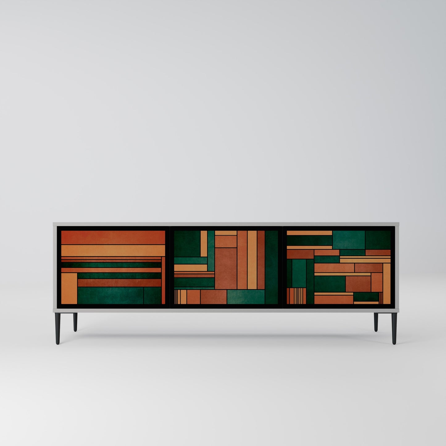 EARTHY FIGURES 3-Door TV Stand in Grey Finish