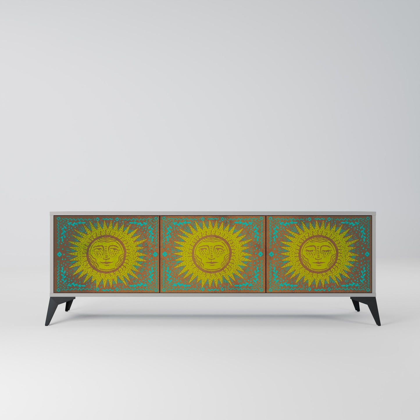 SUNSHINE EULOGY 3-Door TV Stand in Grey Finish