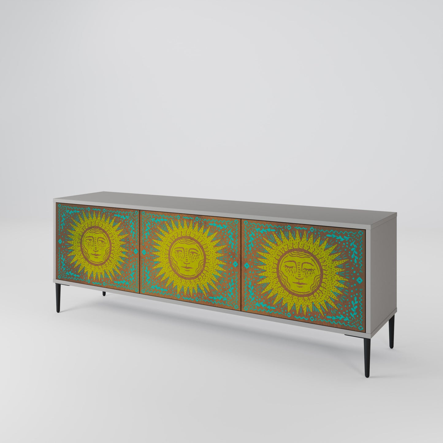 SUNSHINE EULOGY 3-Door TV Stand in Grey Finish