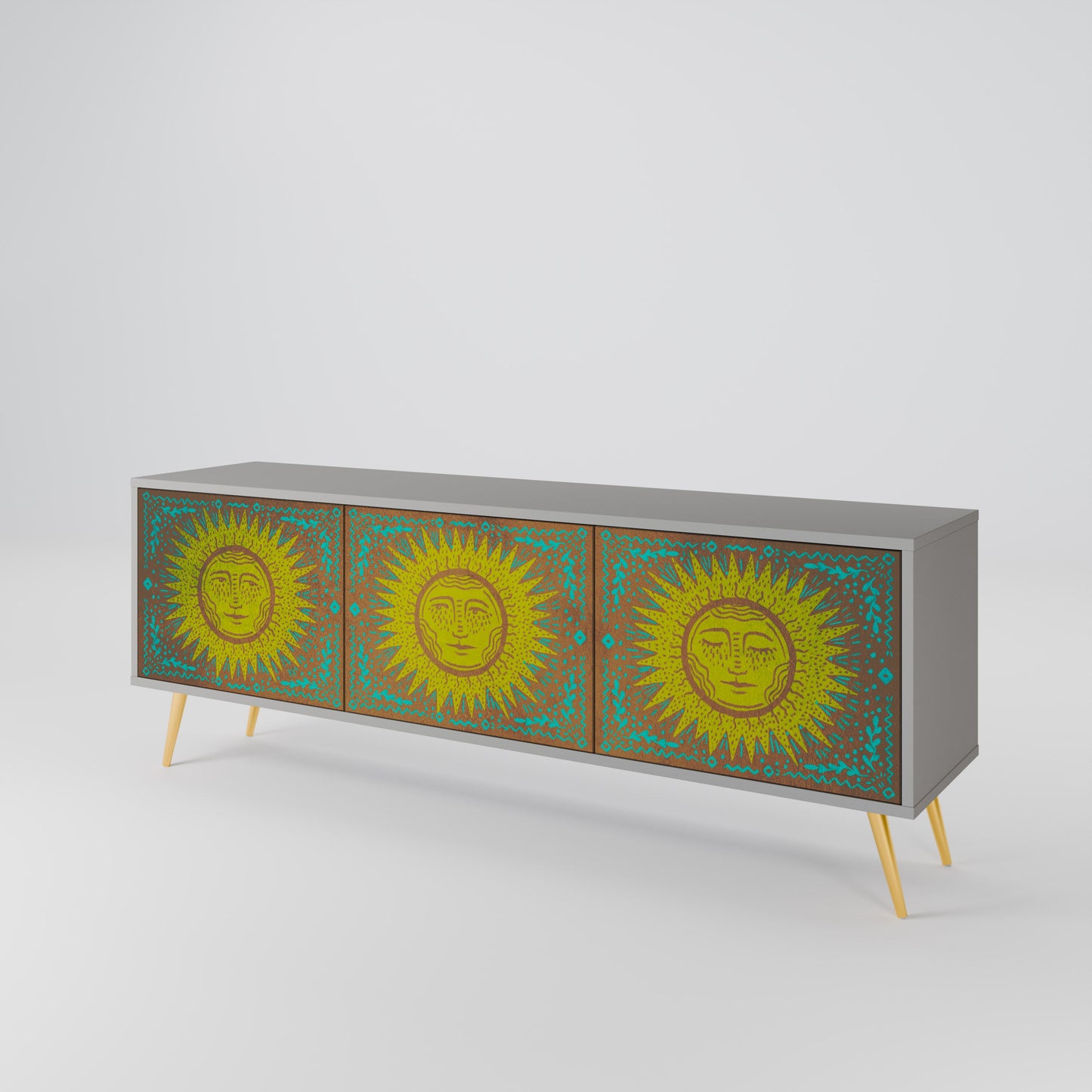 SUNSHINE EULOGY 3-Door TV Stand in Grey Finish
