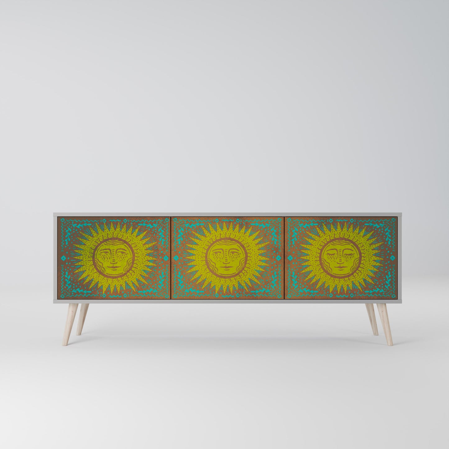 SUNSHINE EULOGY 3-Door TV Stand in Grey Finish