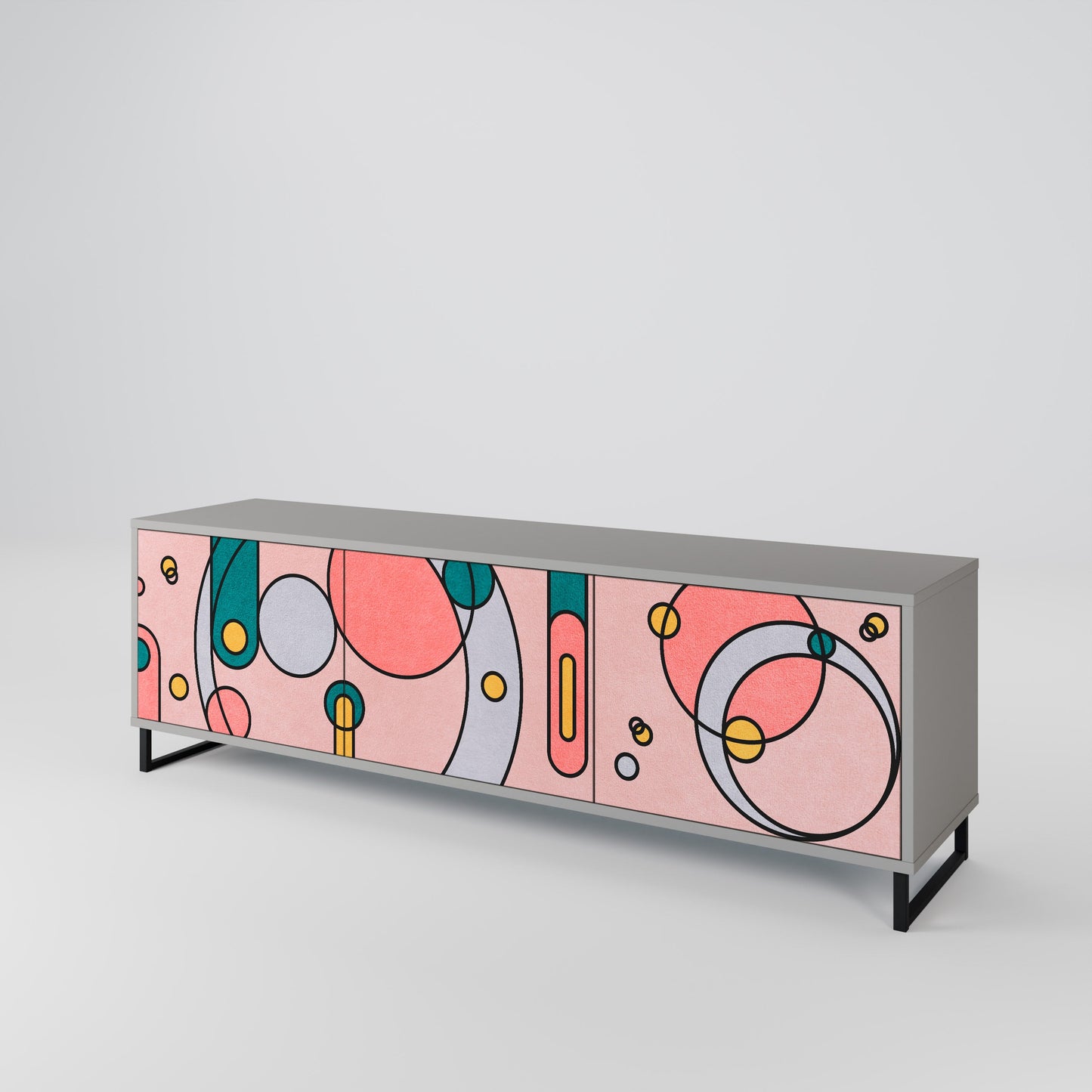 GOSSAMER ECHOES 3-Door TV Stand in Grey Finish