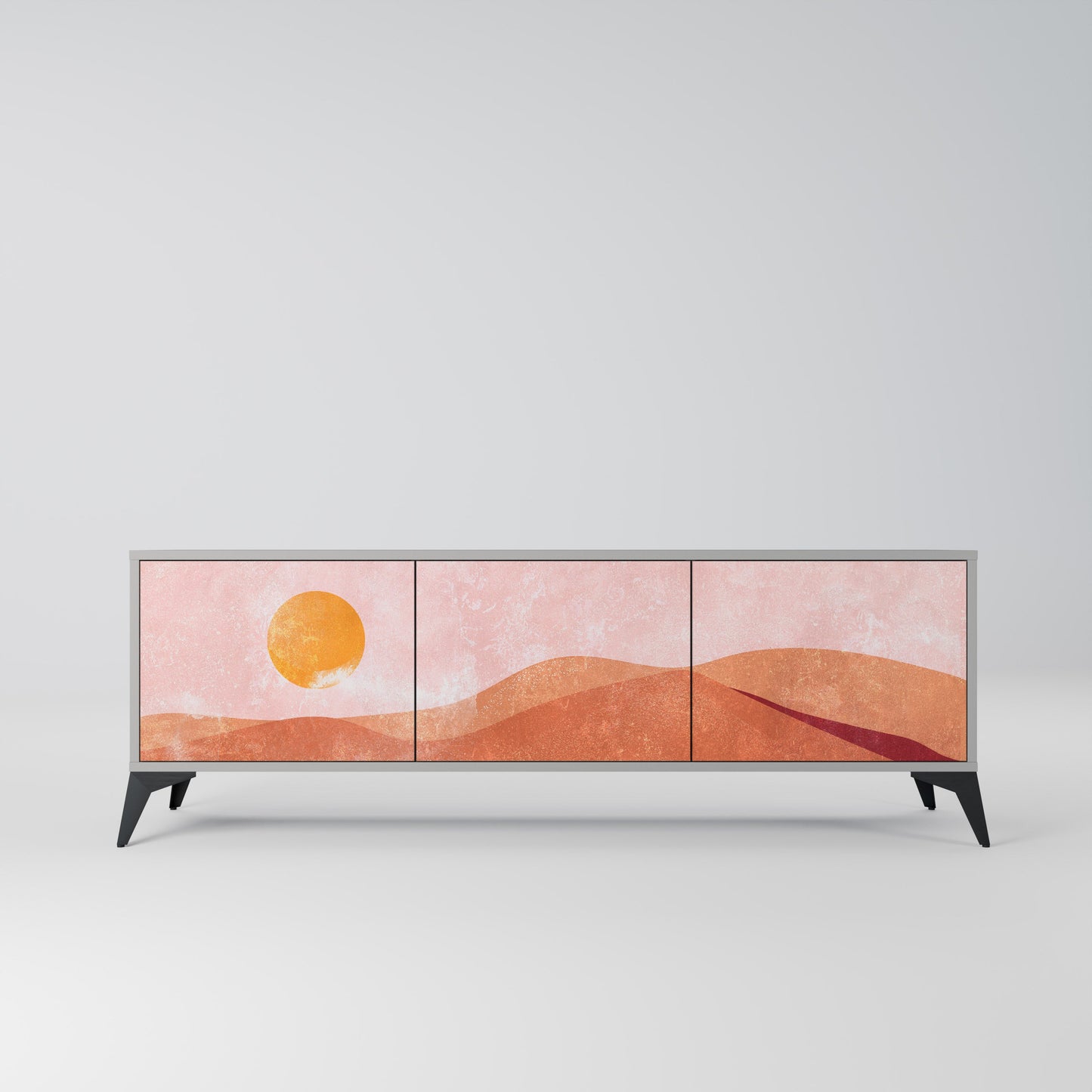 LUMINOUS SUNLIGHT 3-Door TV Stand in Grey Finish