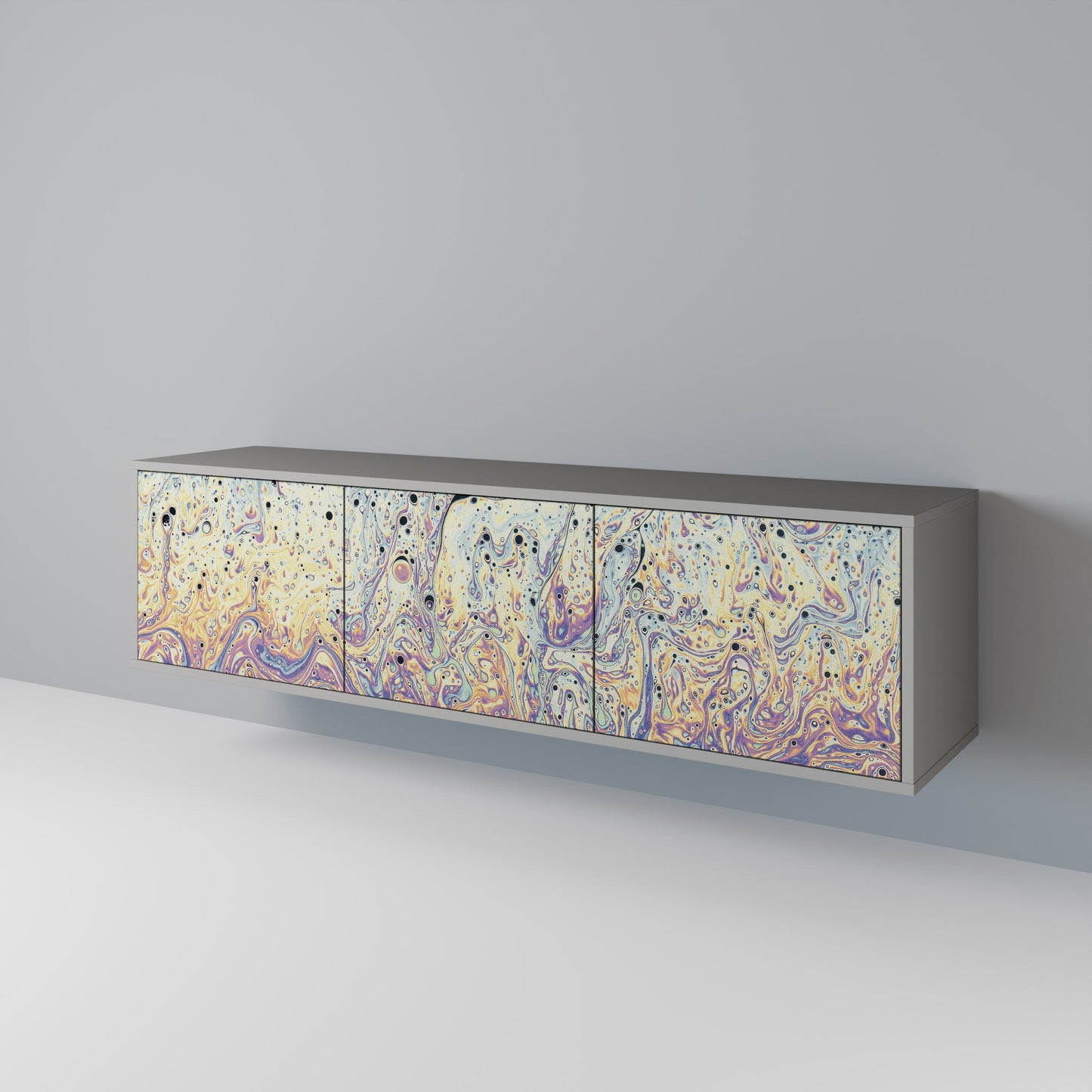 MOSAIC OF COLORS 3-Door TV Stand in Grey Finish