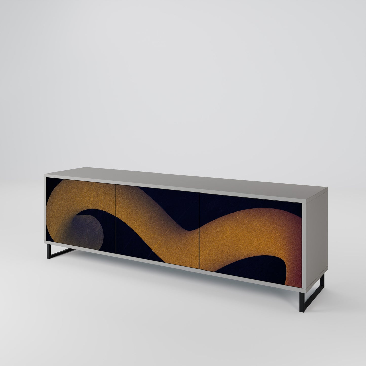 HOLLOW TIME 3-Door TV Stand in Grey Finish