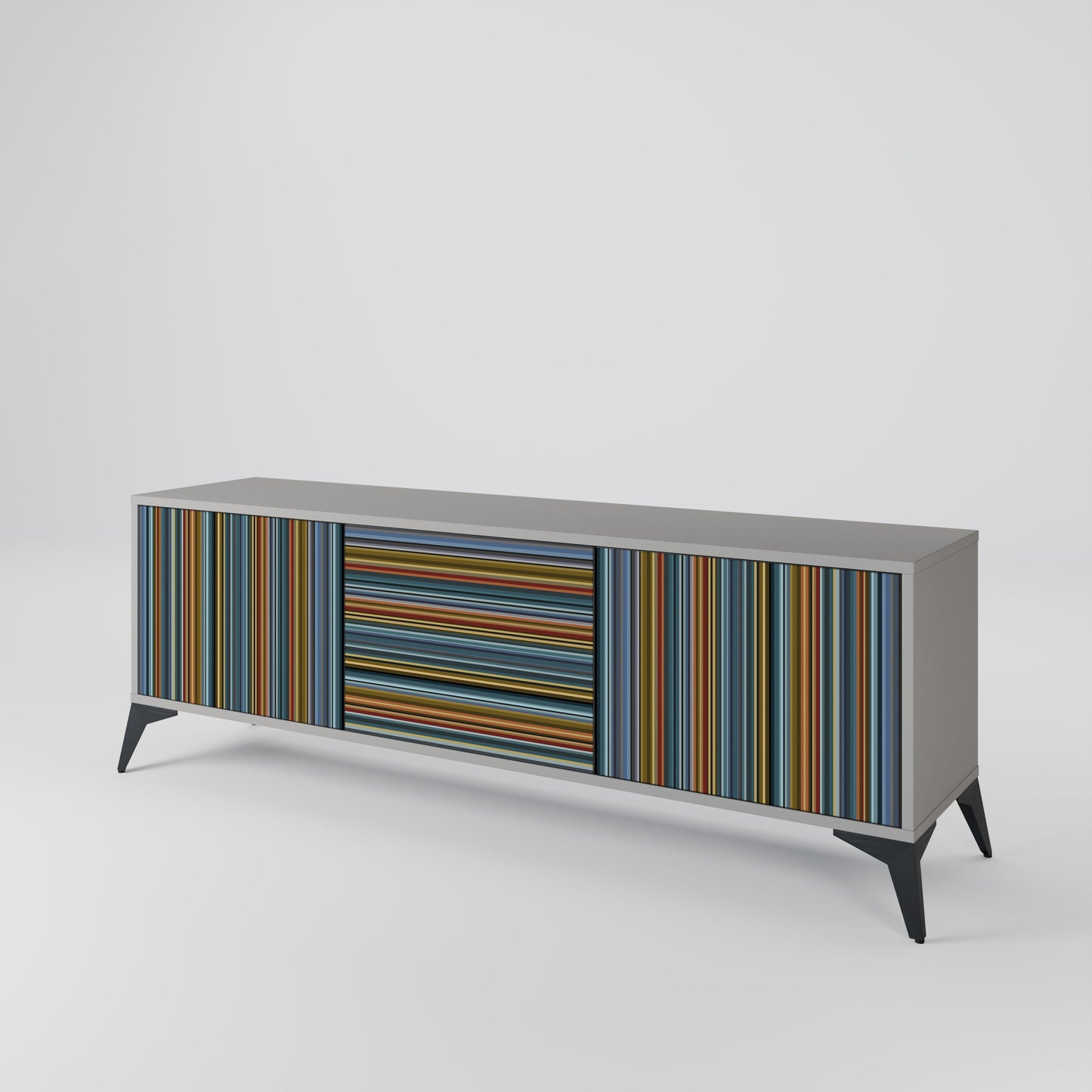 LINEOUT SPECTRUM 3-Door TV Stand in Grey Finish