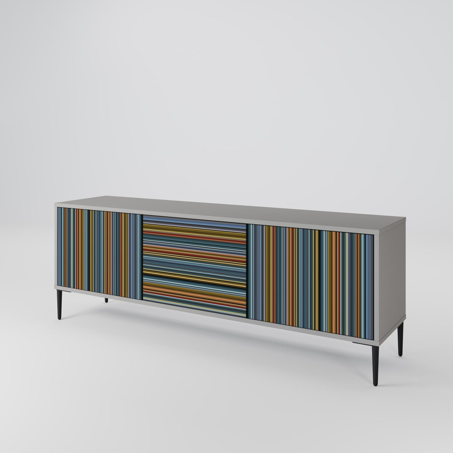 LINEOUT SPECTRUM 3-Door TV Stand in Grey Finish