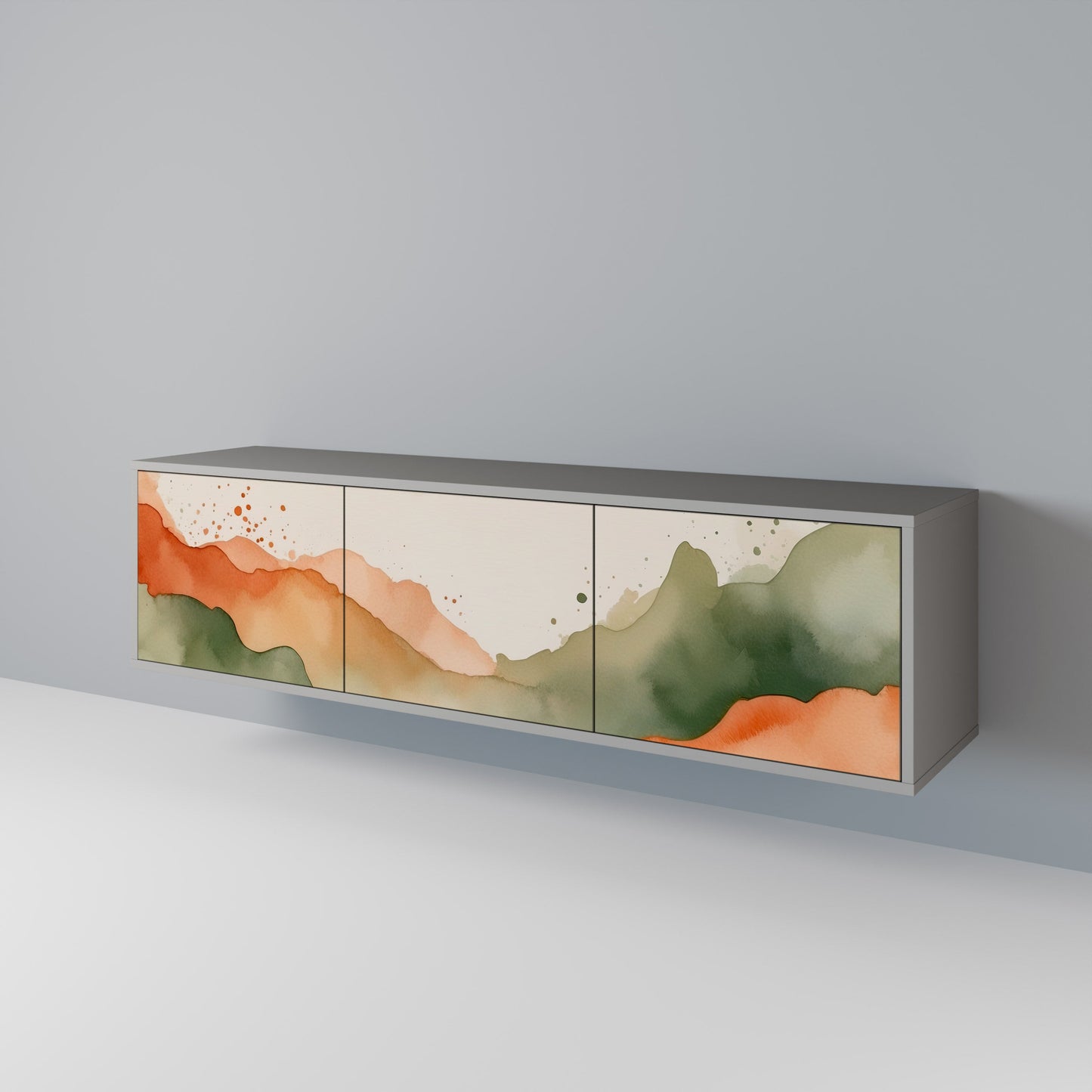 WATERCOLOUR PEAKS 3-Door TV Stand in Grey Finish