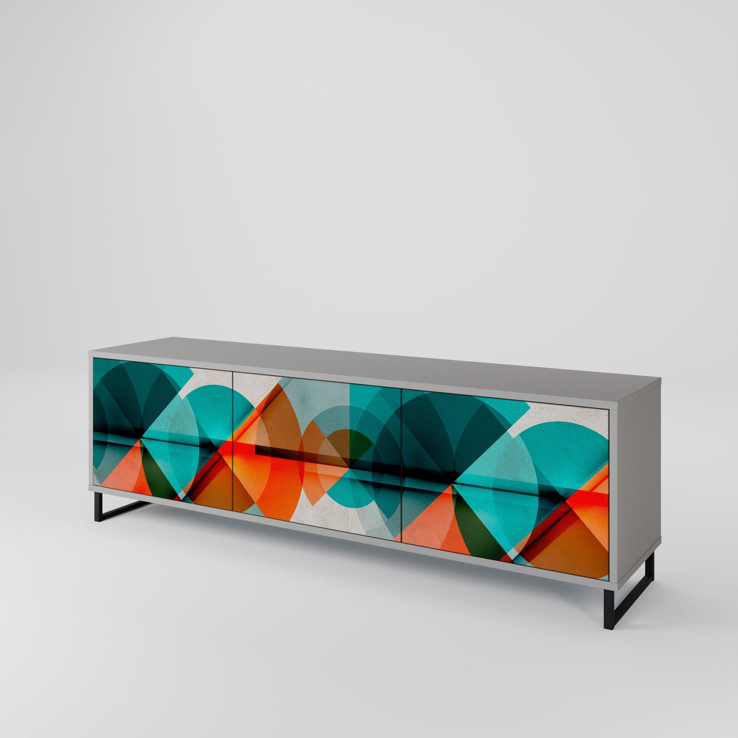 CIRCULAR RHAPSODY 3-Door TV Stand in Grey Finish