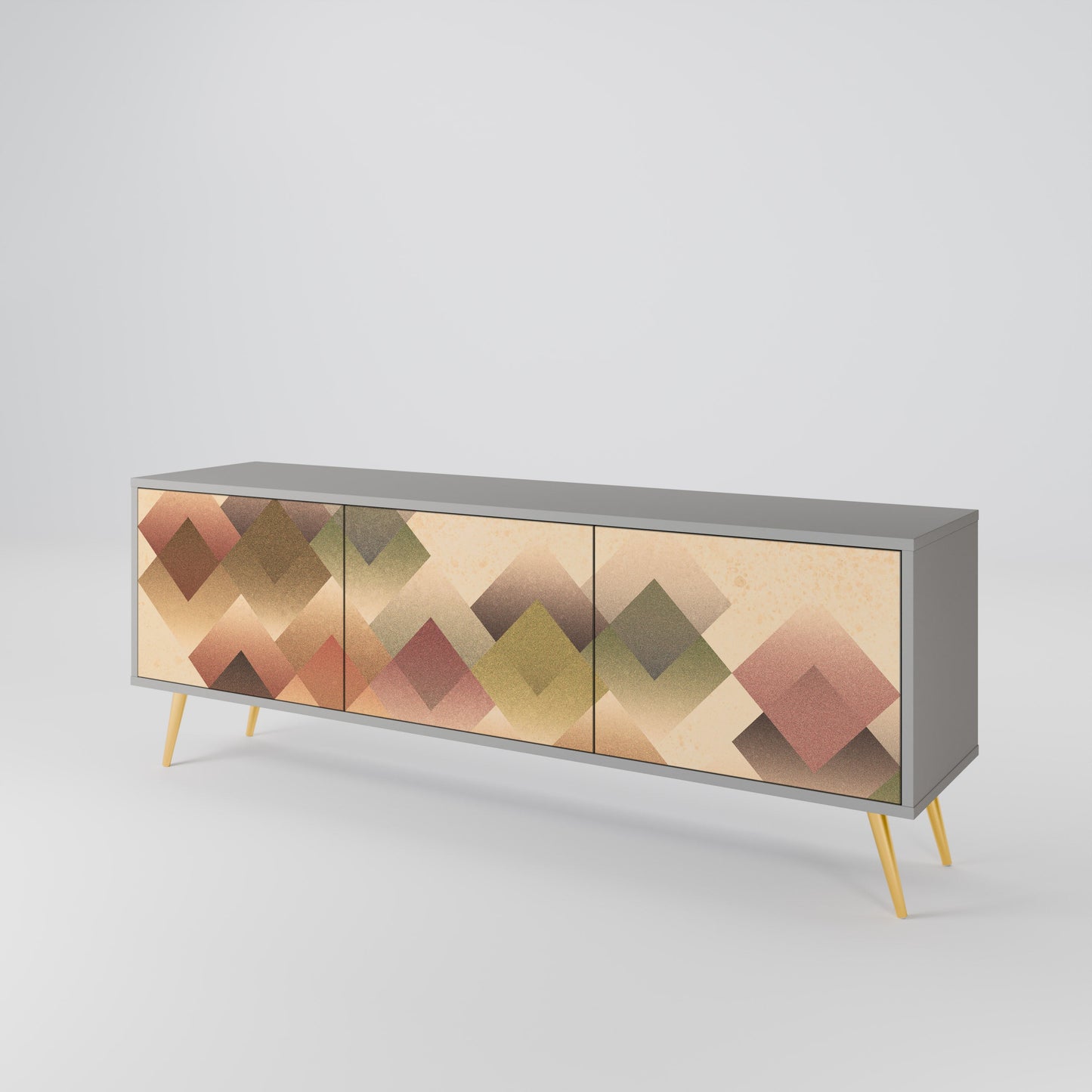GEOMETRIC FUSION 3-Door TV Stand in Grey Finish