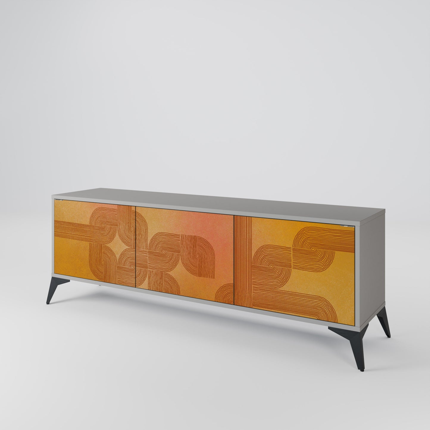 STRENGTHENING RELATION 3-Door TV Stand in Grey Finish
