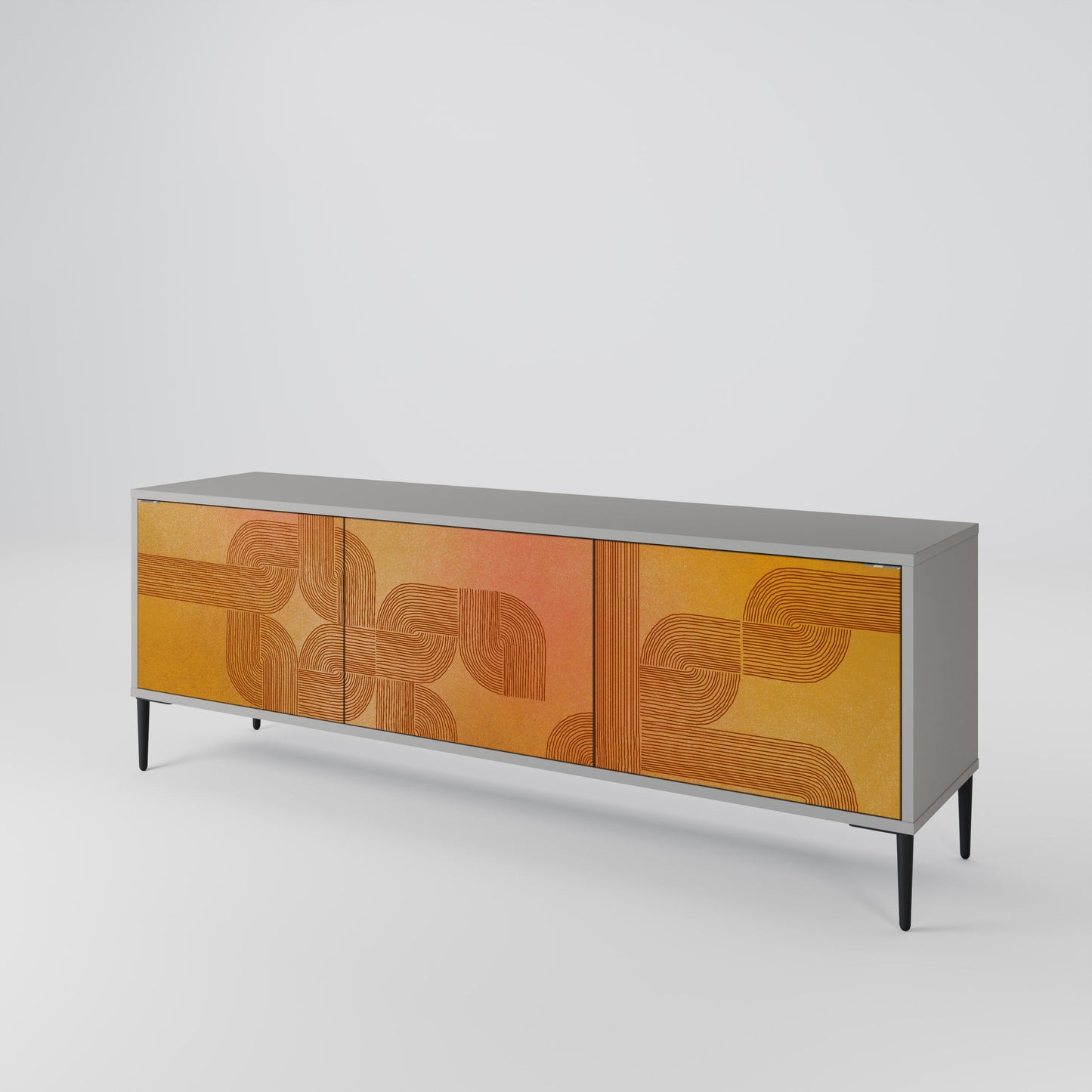 STRENGTHENING RELATION 3-Door TV Stand in Grey Finish
