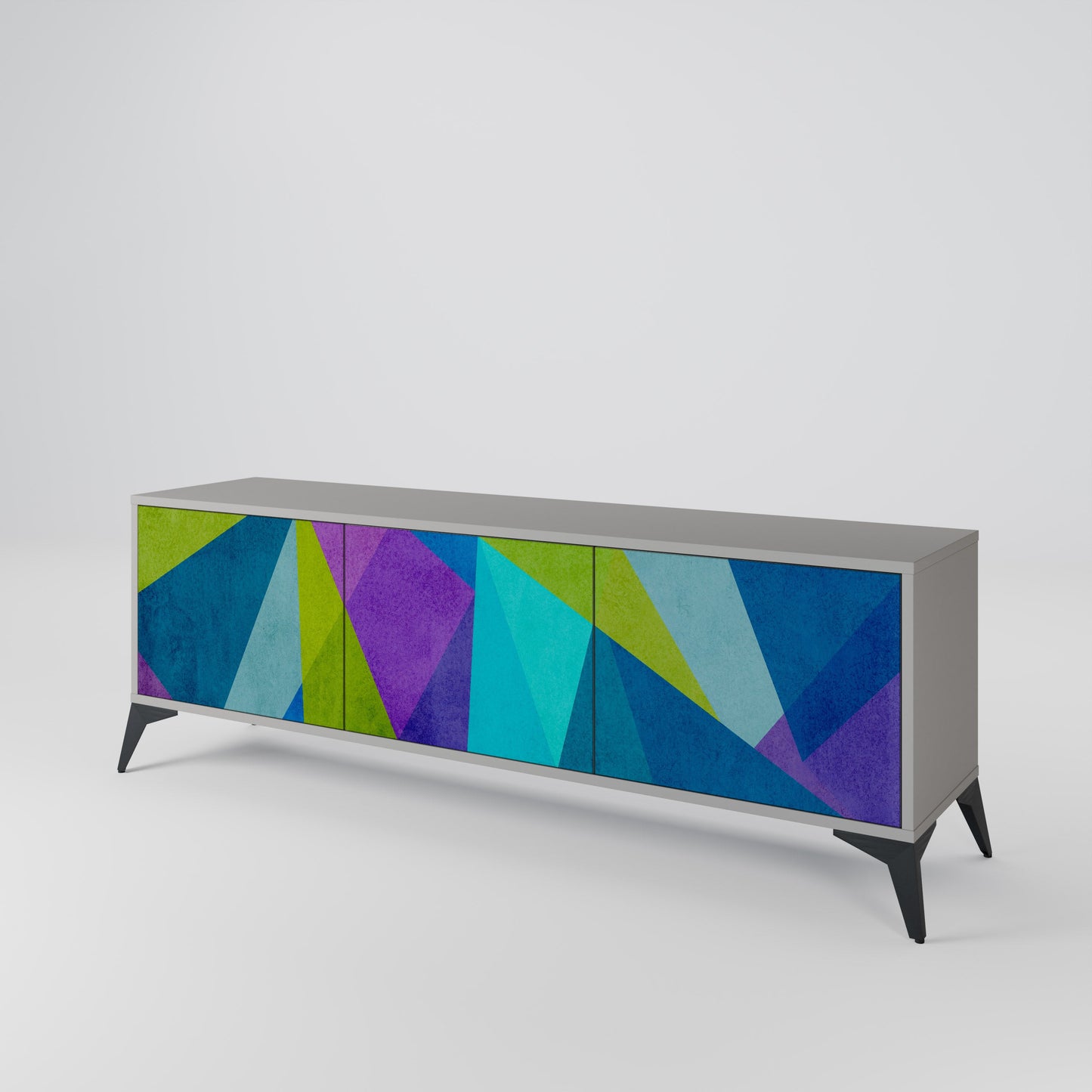 COLD SHOWCASE 3-Door TV Stand in Grey Finish