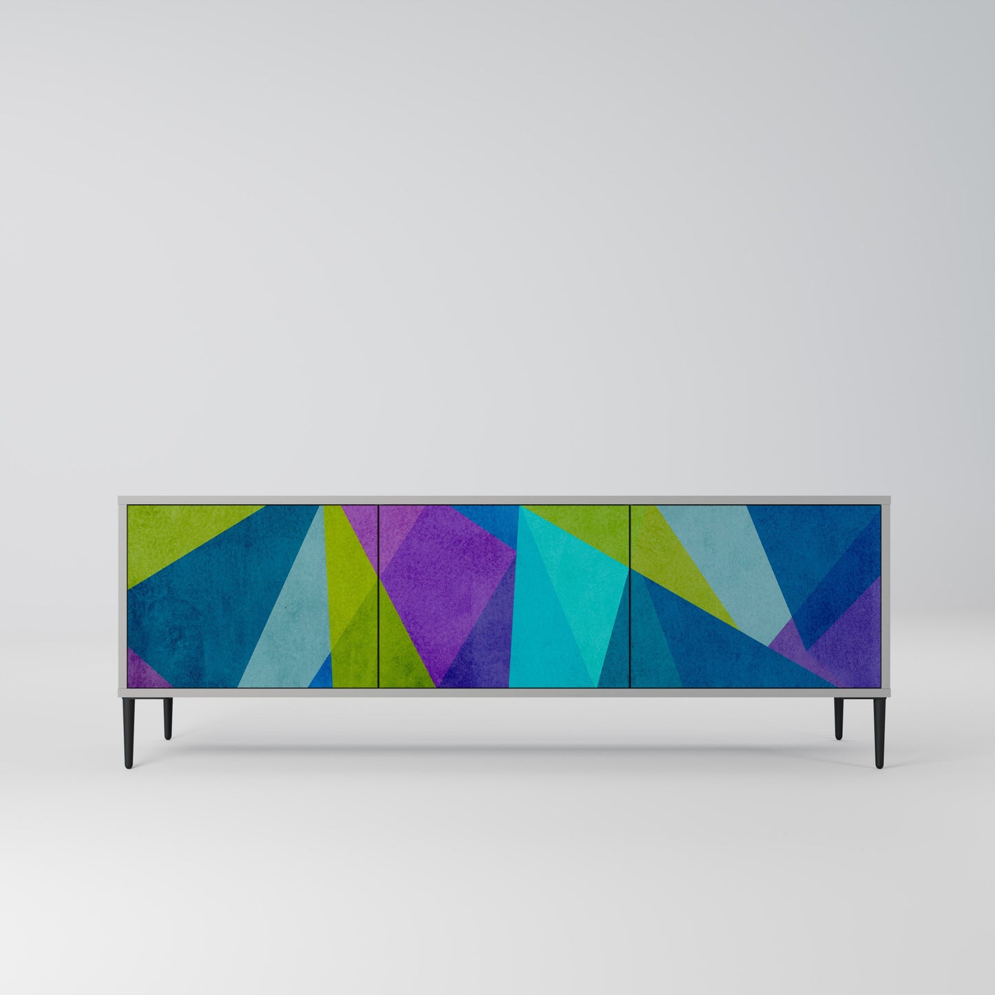 COLD SHOWCASE 3-Door TV Stand in Grey Finish