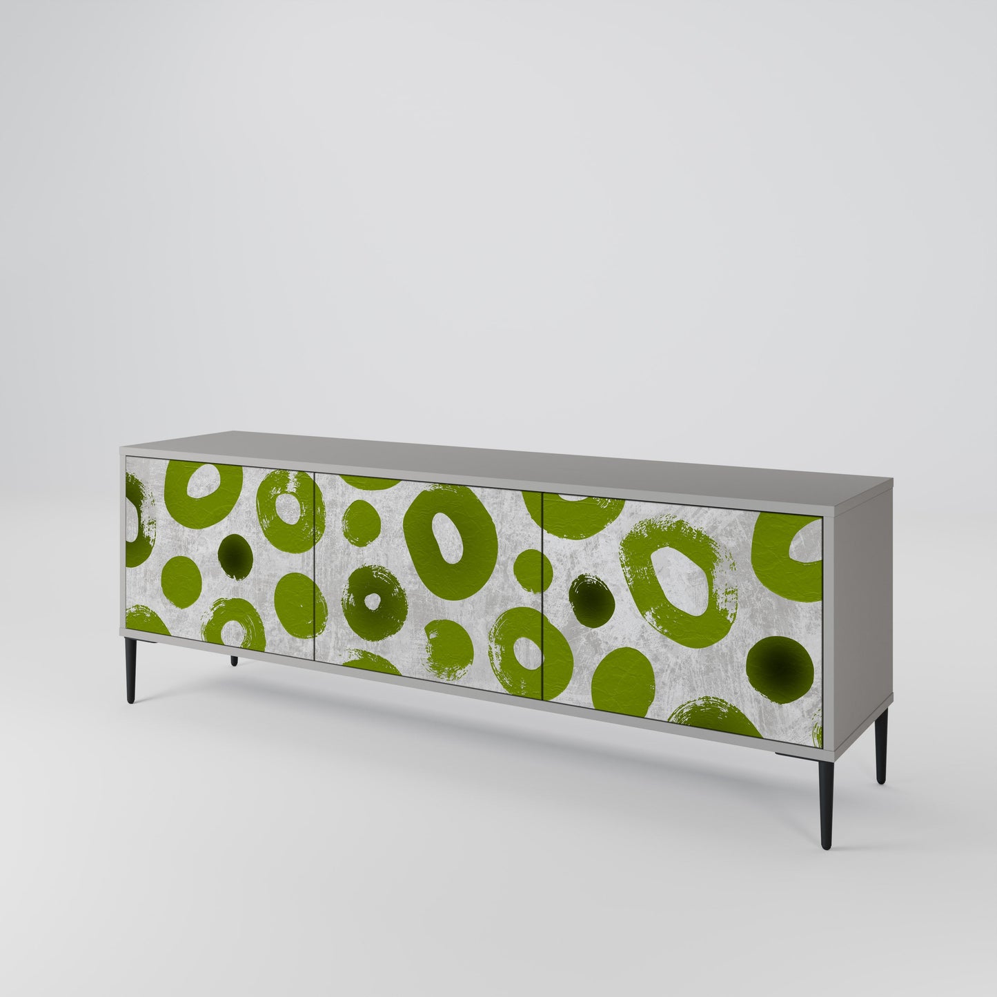 GREEN RHAPSODY 3-Door TV Stand in Grey Finish