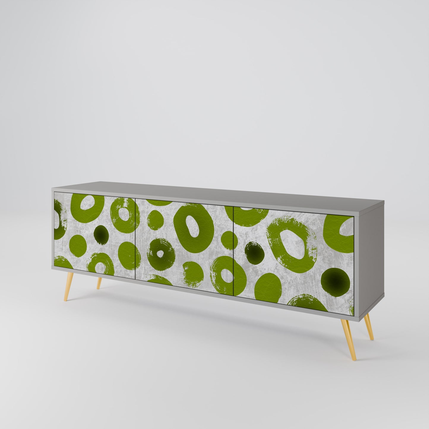 GREEN RHAPSODY 3-Door TV Stand in Grey Finish
