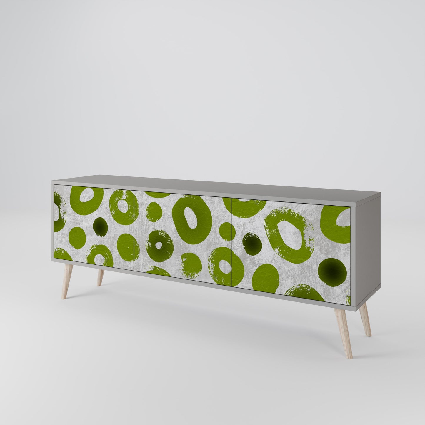 GREEN RHAPSODY 3-Door TV Stand in Grey Finish