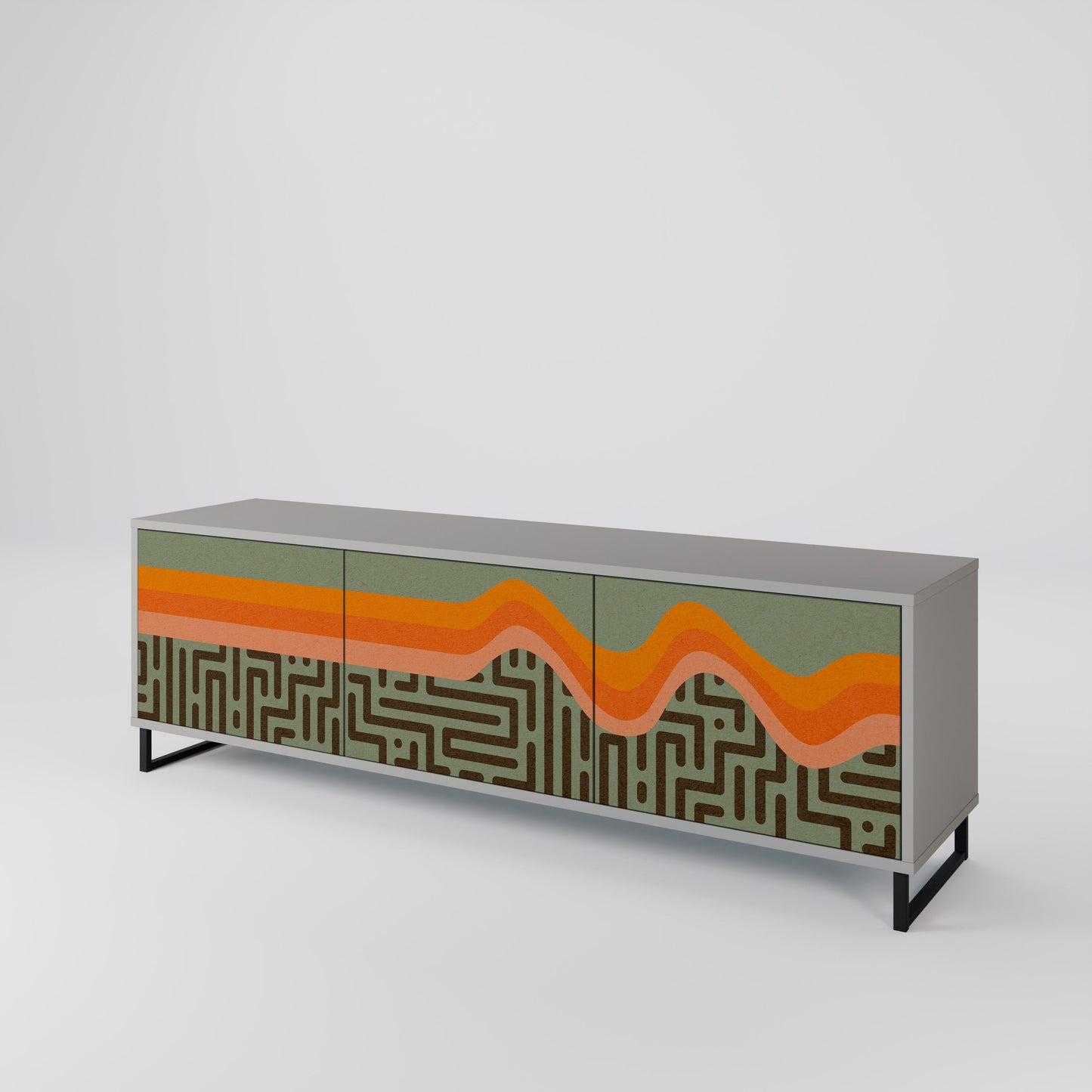 SIMPLE SOLUTIONS 3-Door TV Stand in Grey Finish