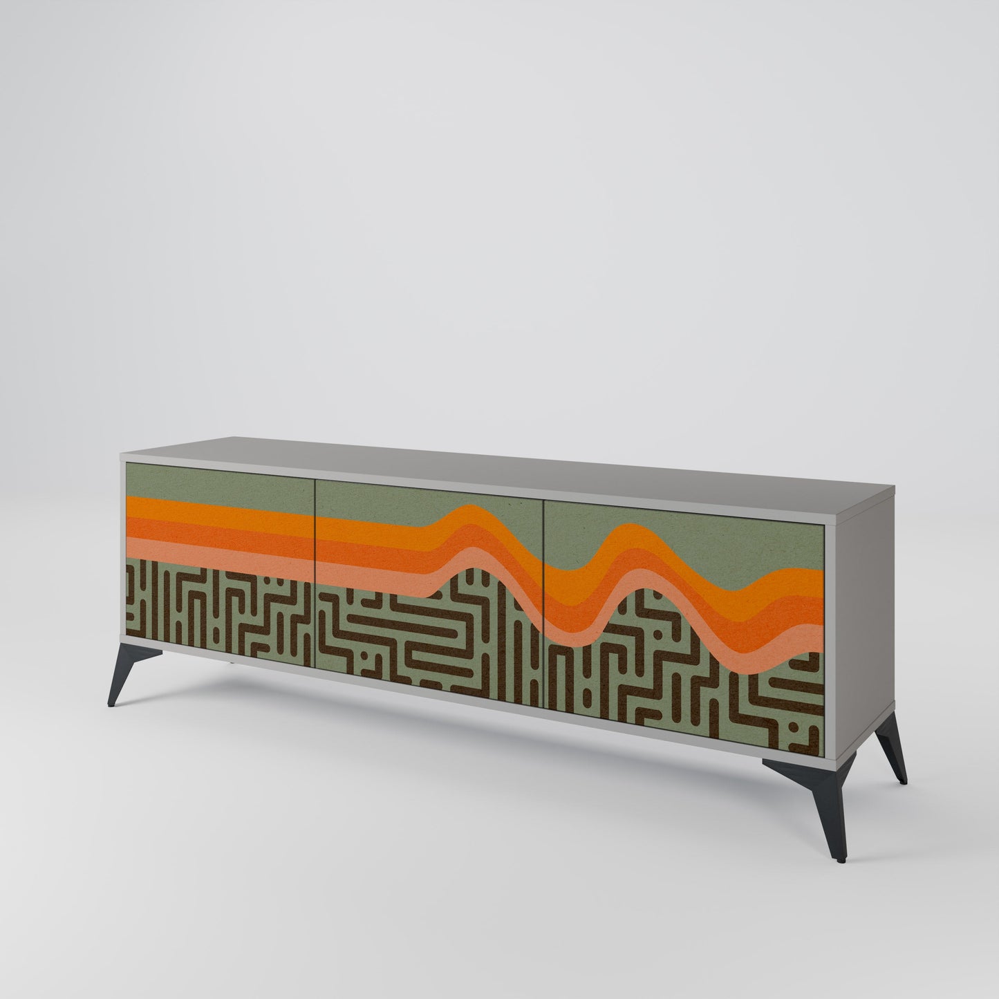 SIMPLE SOLUTIONS 3-Door TV Stand in Grey Finish