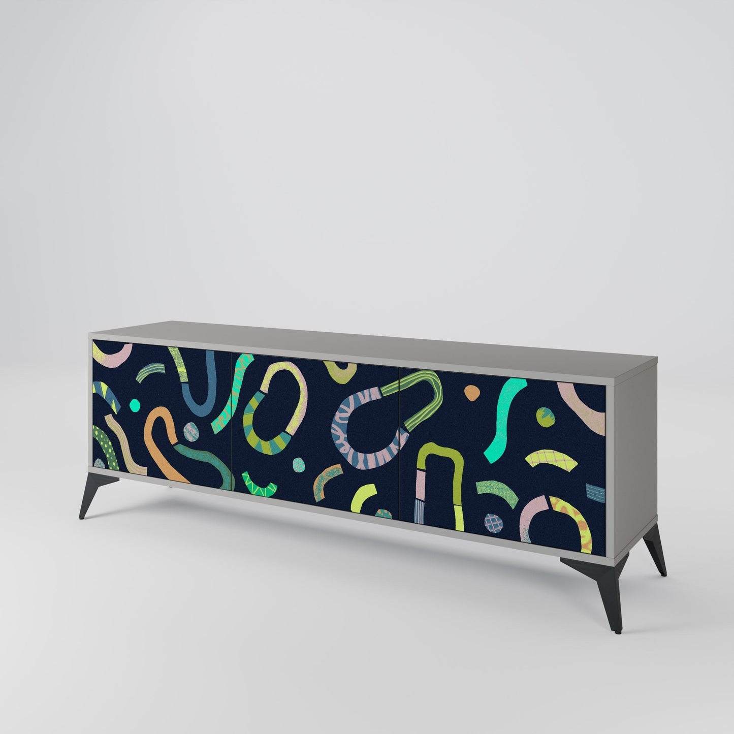 CONTRAST DANCE 3-Door TV Stand in Grey Finish