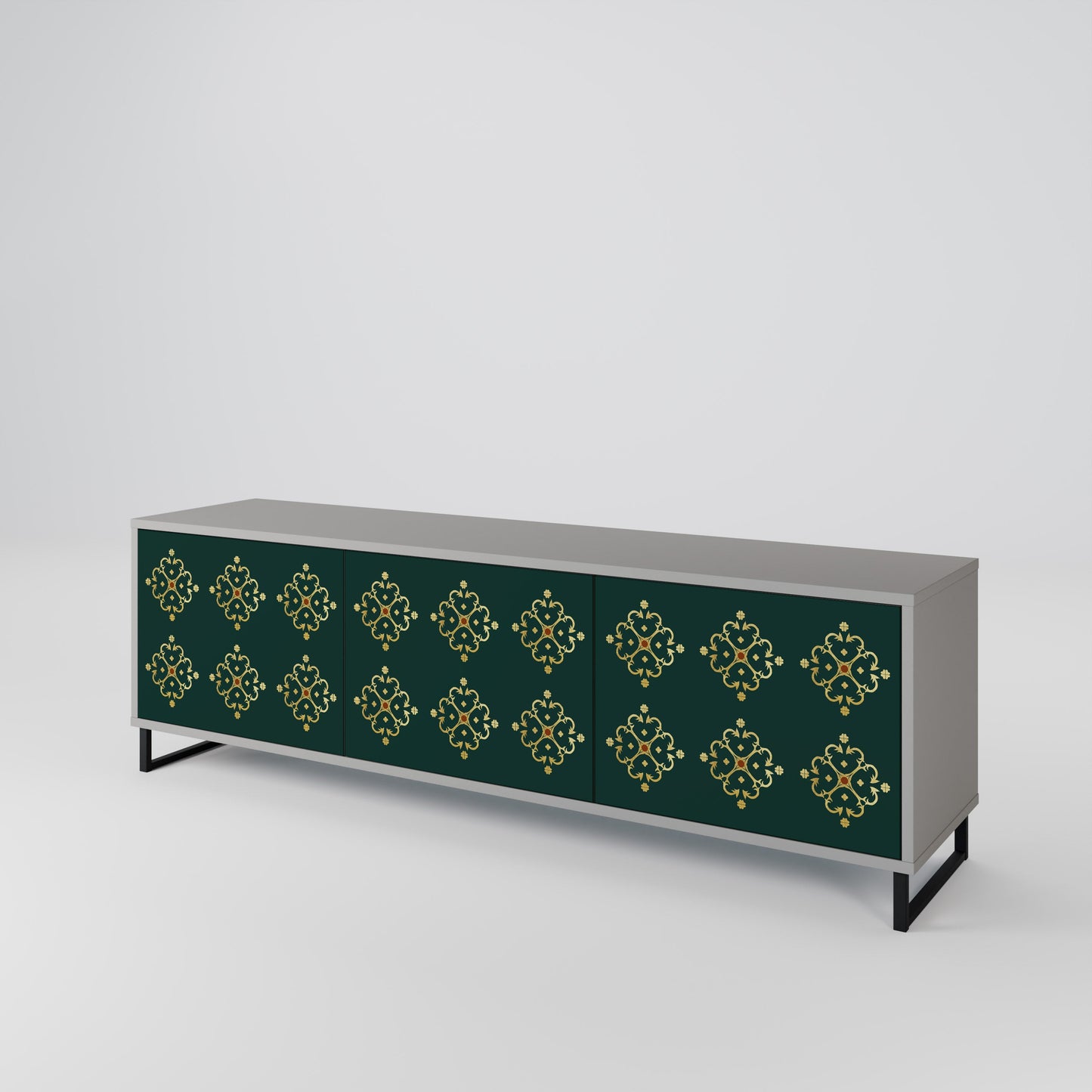 ROYAL MEDALLION 3-Door TV Stand in Grey Finish